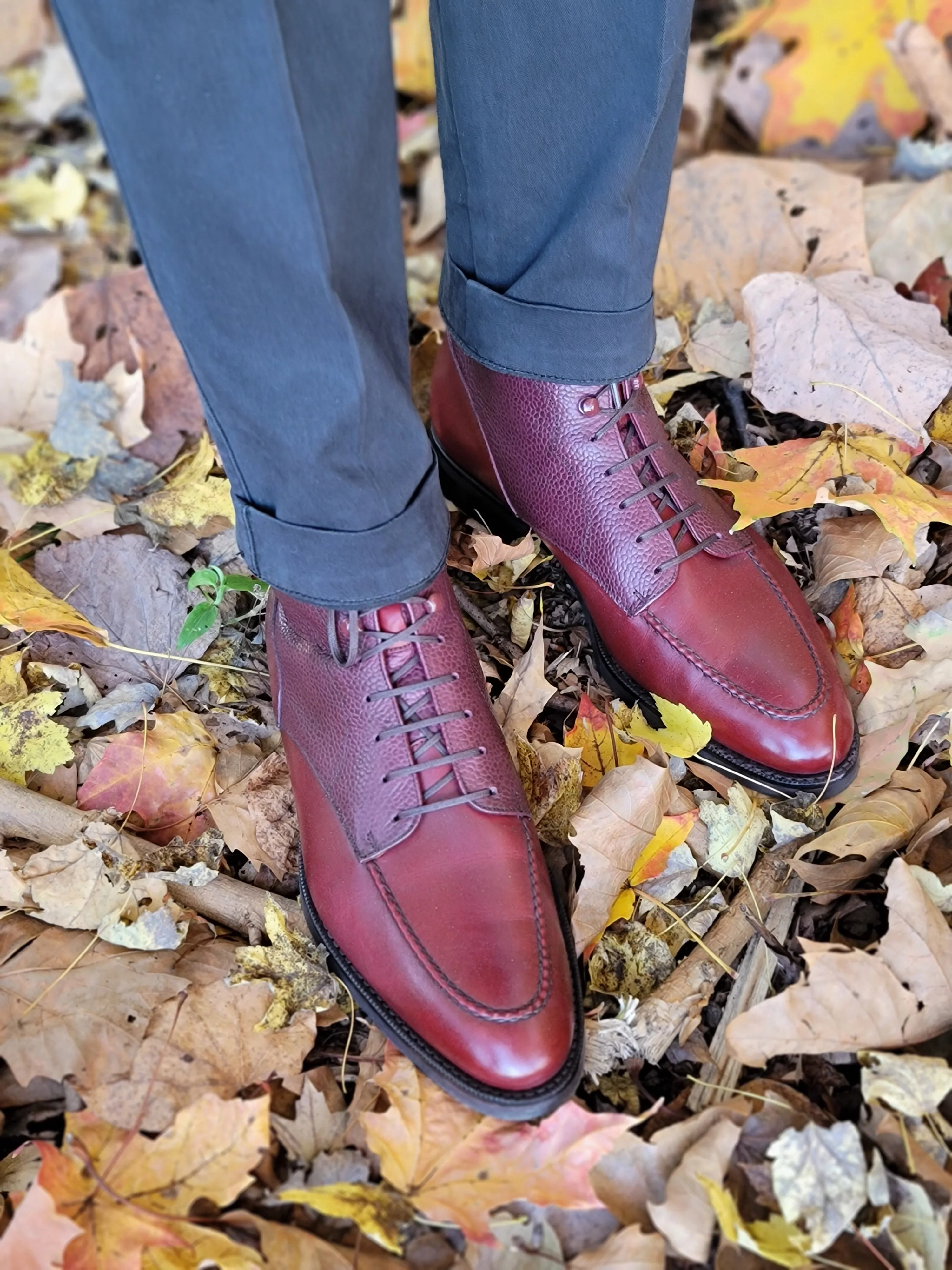 Bremerton - MTO - Burgundy Calf / Burgundy Scotch Grain - TMG Last - Single City Rubber Sole