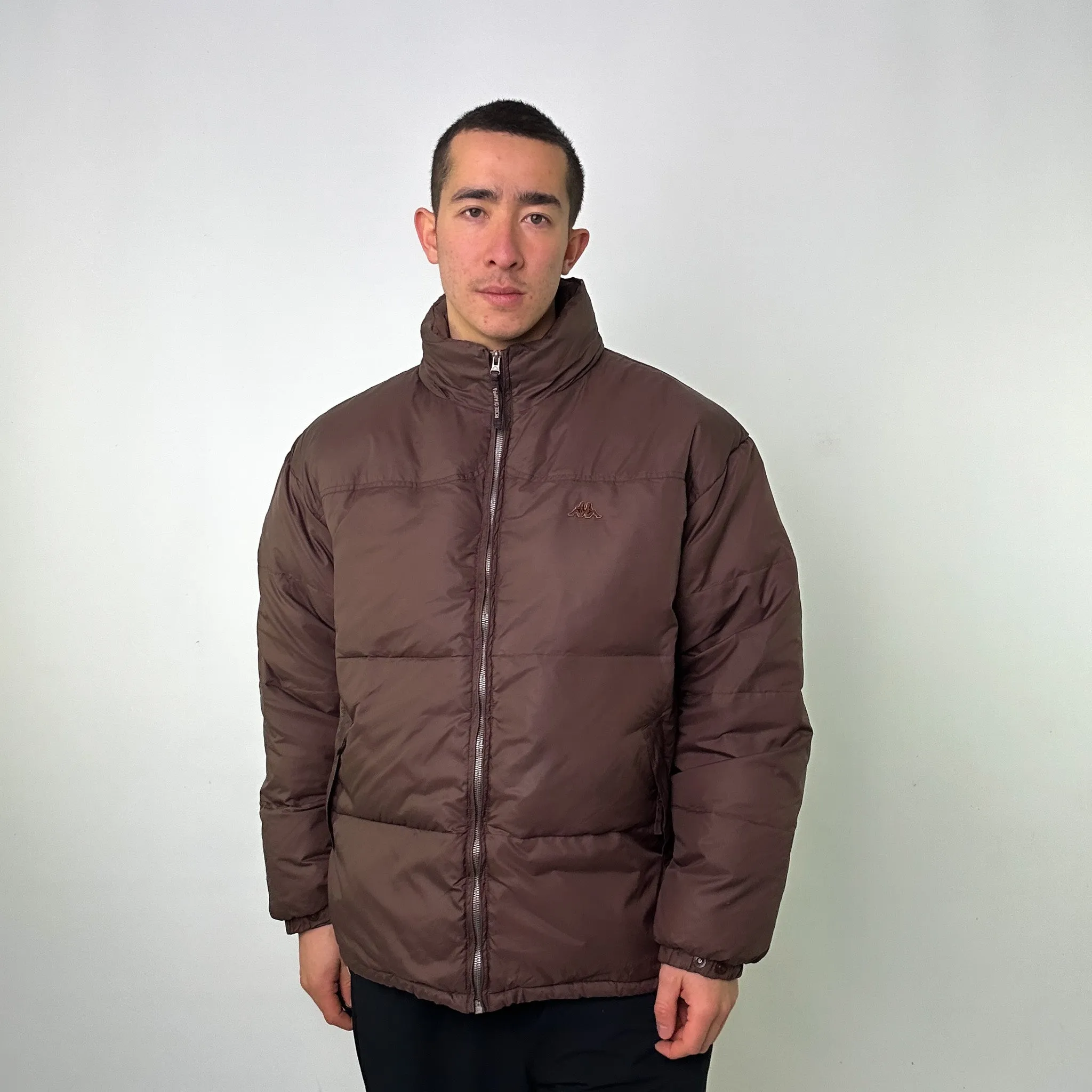 Brown 90s Kappa Puffer Jacket Coat (XL)