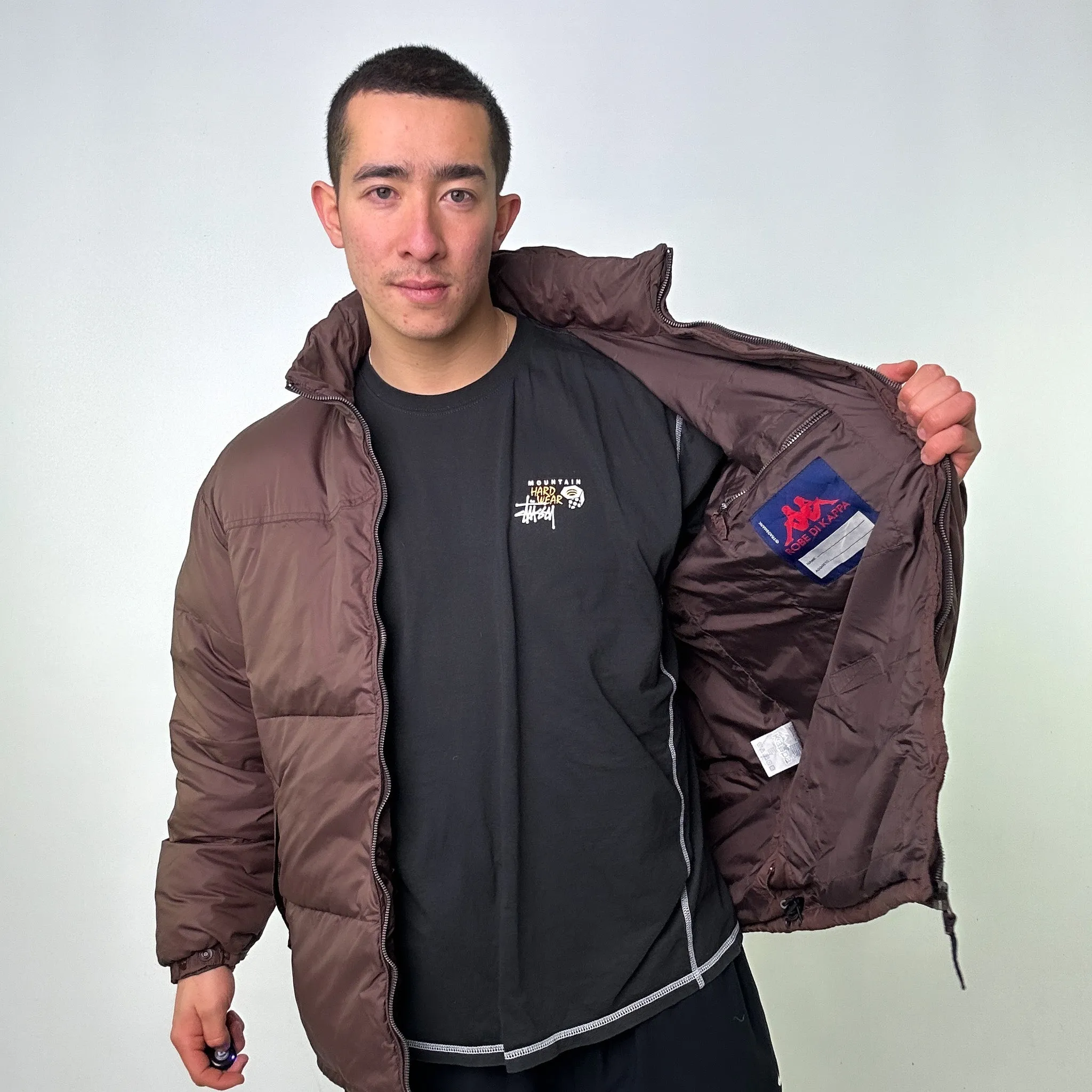 Brown 90s Kappa Puffer Jacket Coat (XL)