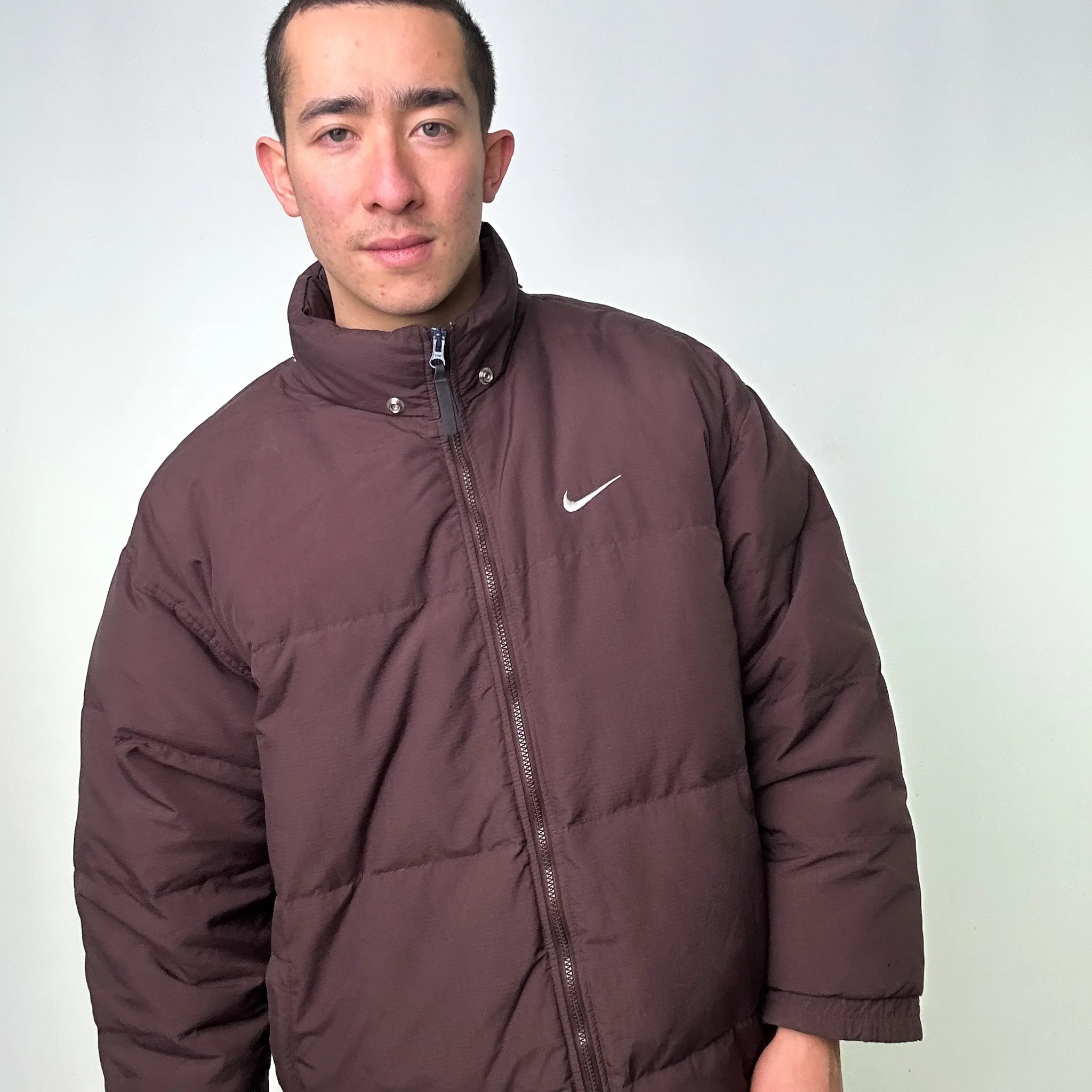 Brown 90s NIKE Puffer Jacket Coat (XL)