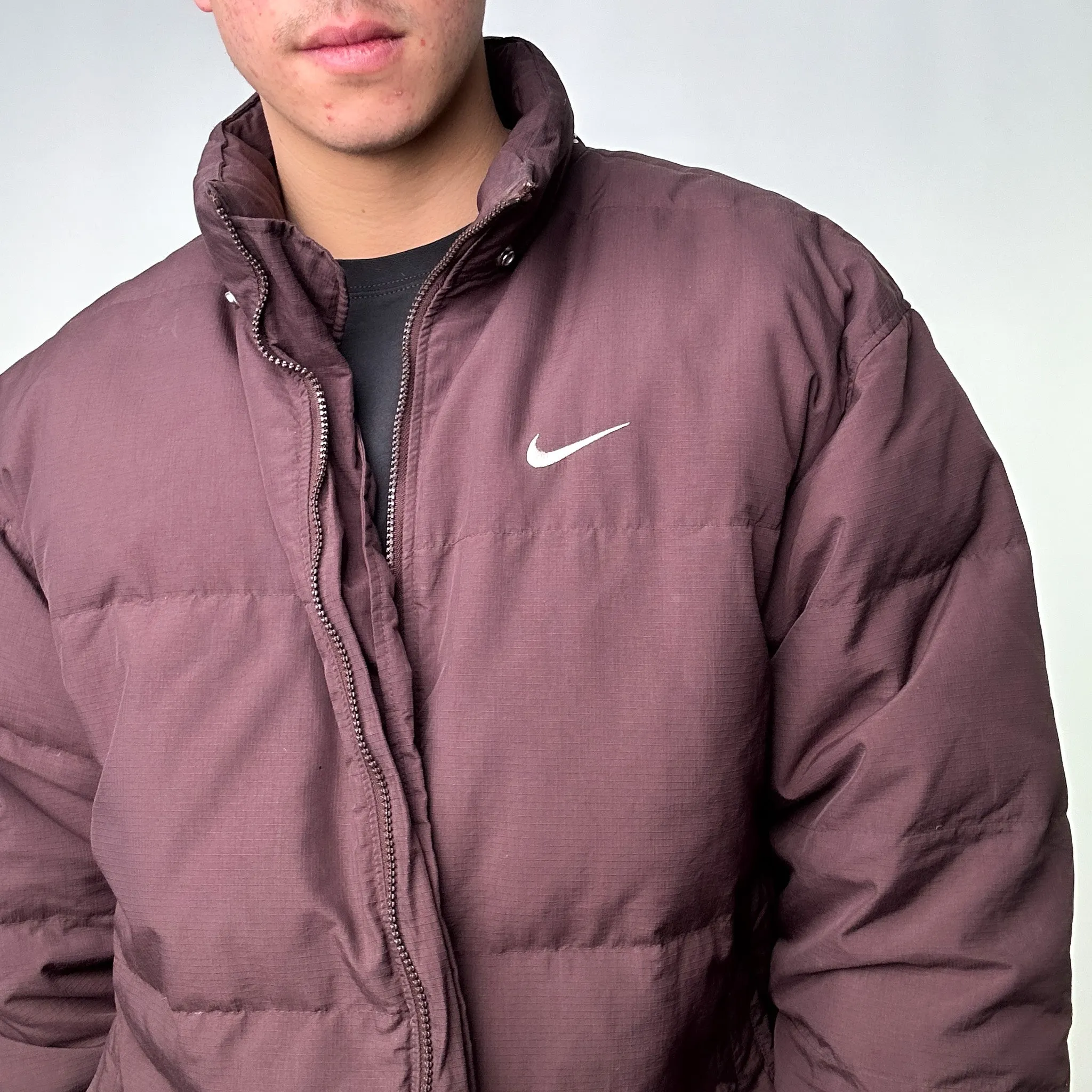 Brown 90s NIKE Puffer Jacket Coat (XL)