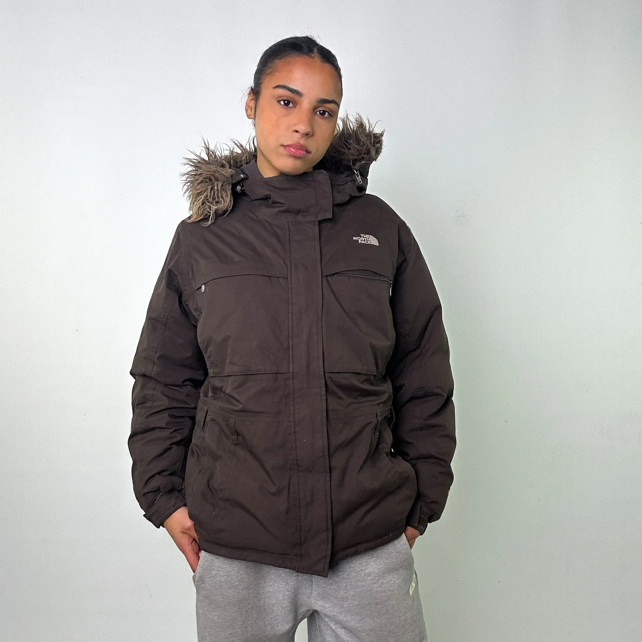 Brown 90s The North Face Puffer Jacket Coat (XL)