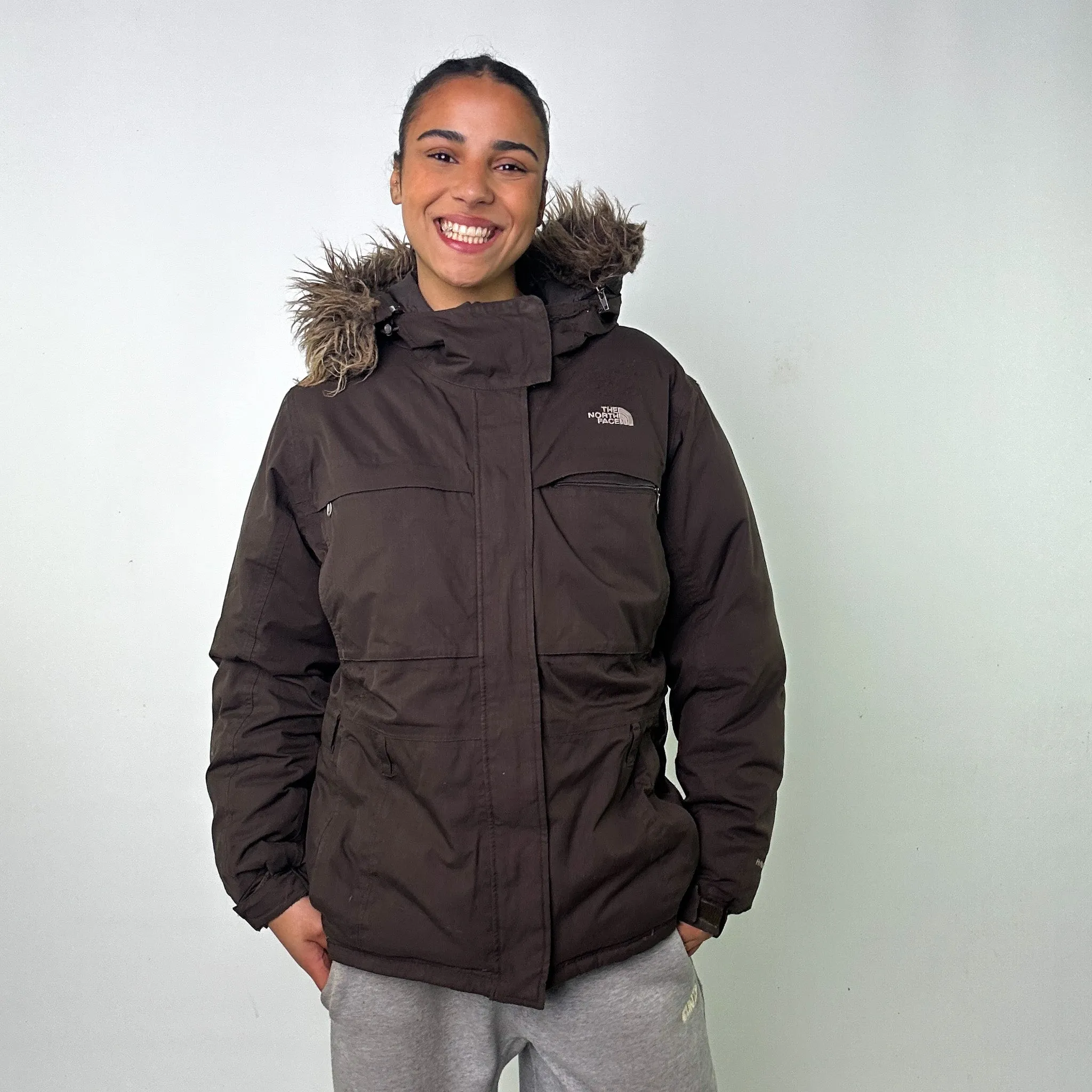 Brown 90s The North Face Puffer Jacket Coat (XL)