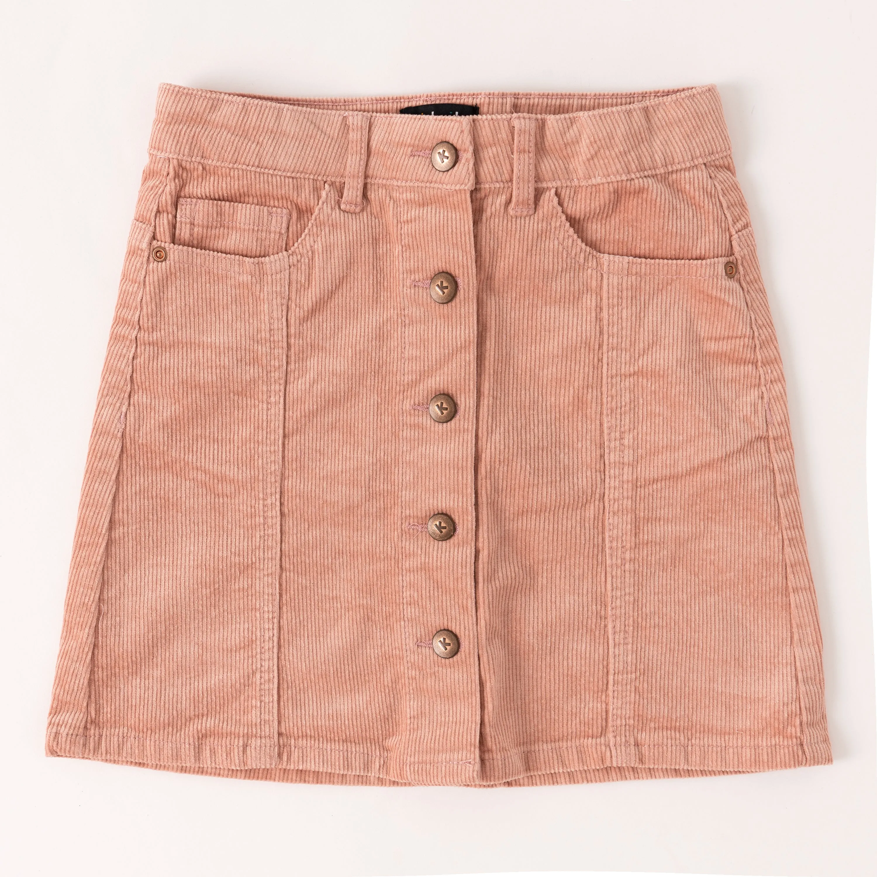 Button Front Cord Skirt