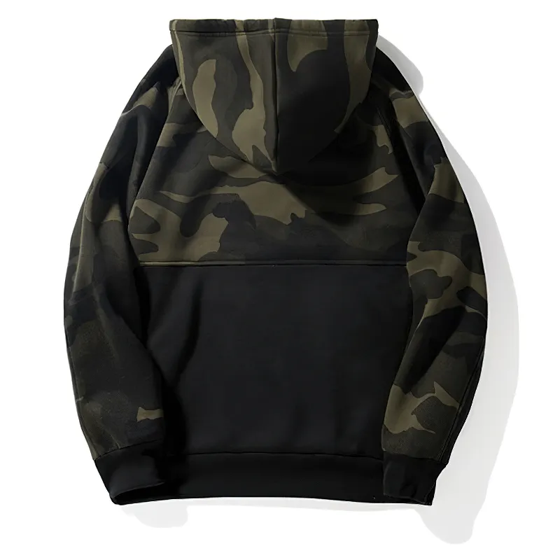 Camouflage Warm Men's Hoodies / Fashion Fleece Patchwork Hoodies / Alternative Clothing