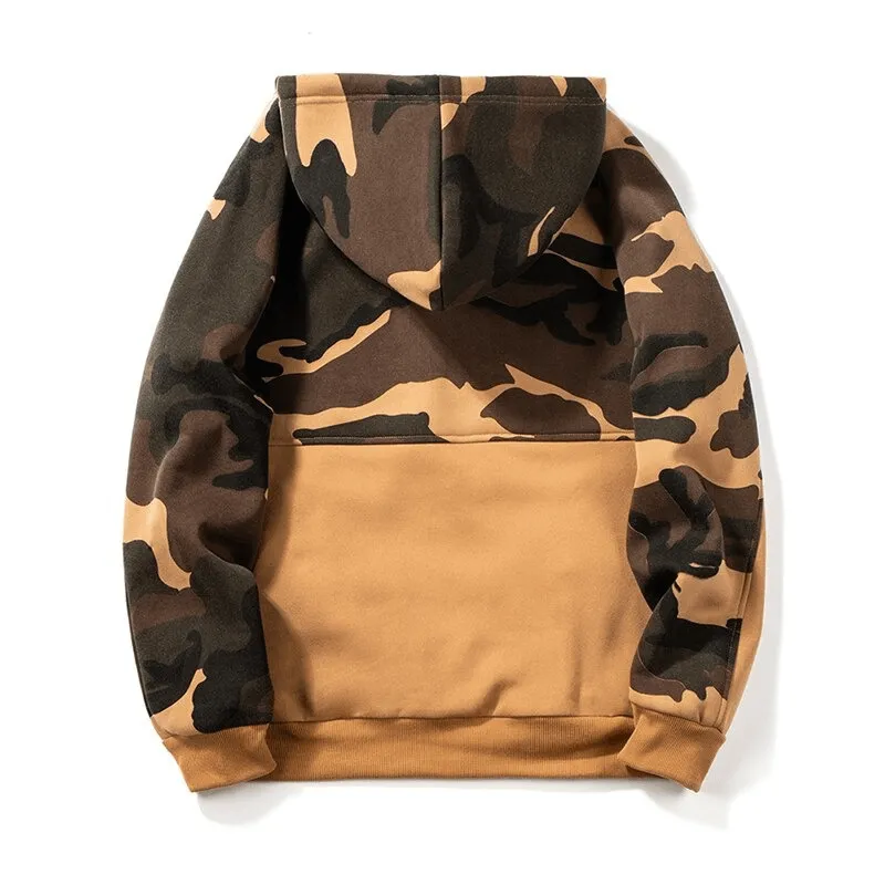 Camouflage Warm Men's Hoodies / Fashion Fleece Patchwork Hoodies / Alternative Clothing