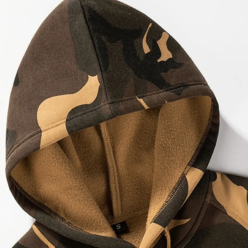 Camouflage Warm Men's Hoodies / Fashion Fleece Patchwork Hoodies / Alternative Clothing