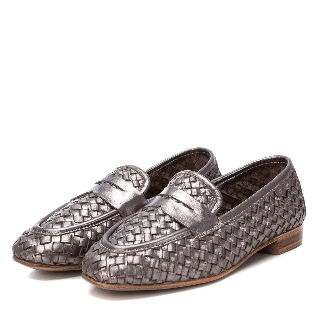 CARMELA Pewter Woven Leather Loafer 161302