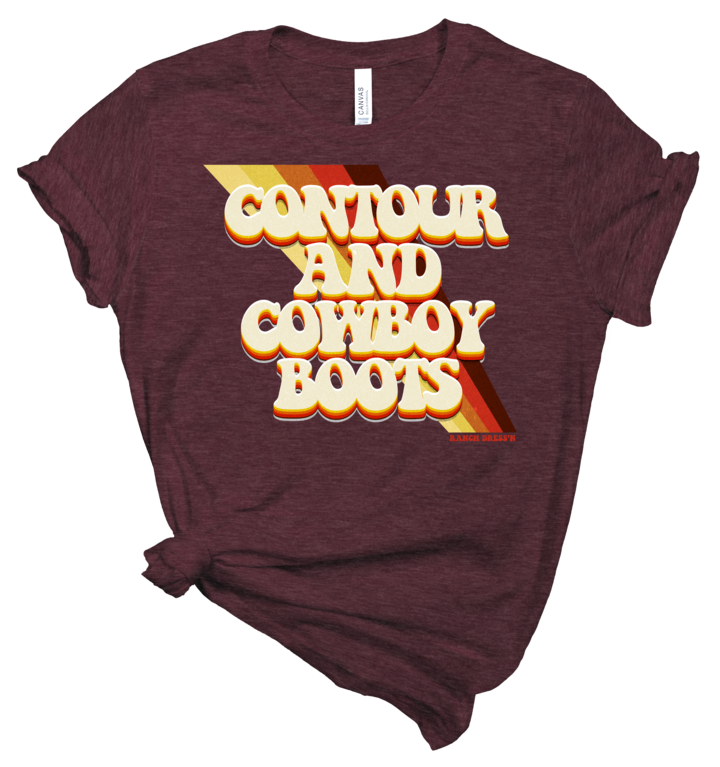 CONTOUR & COWBOY BOOTS - HEATHER MAROON TEE