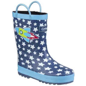 Cotswold Sprinkle Junior Wellington Boot Dark Blue & White