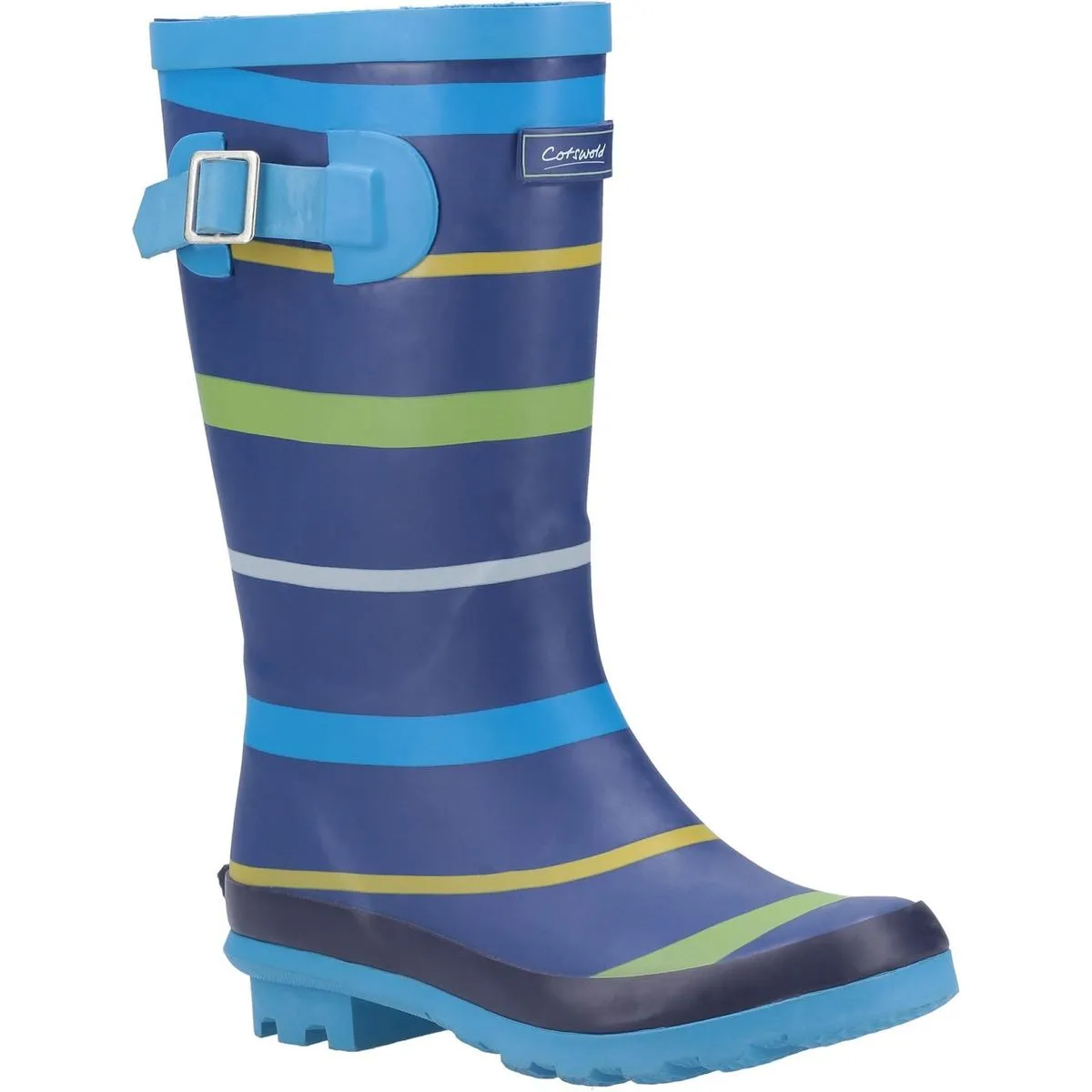 Cotswold Stripe Wellington Boot Blue/Green/Yellow