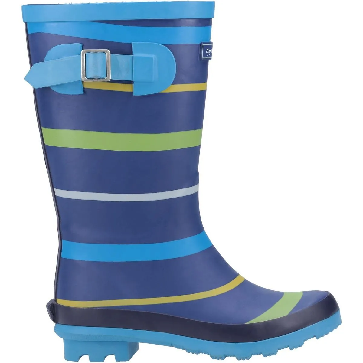 Cotswold Stripe Wellington Boot Blue/Green/Yellow