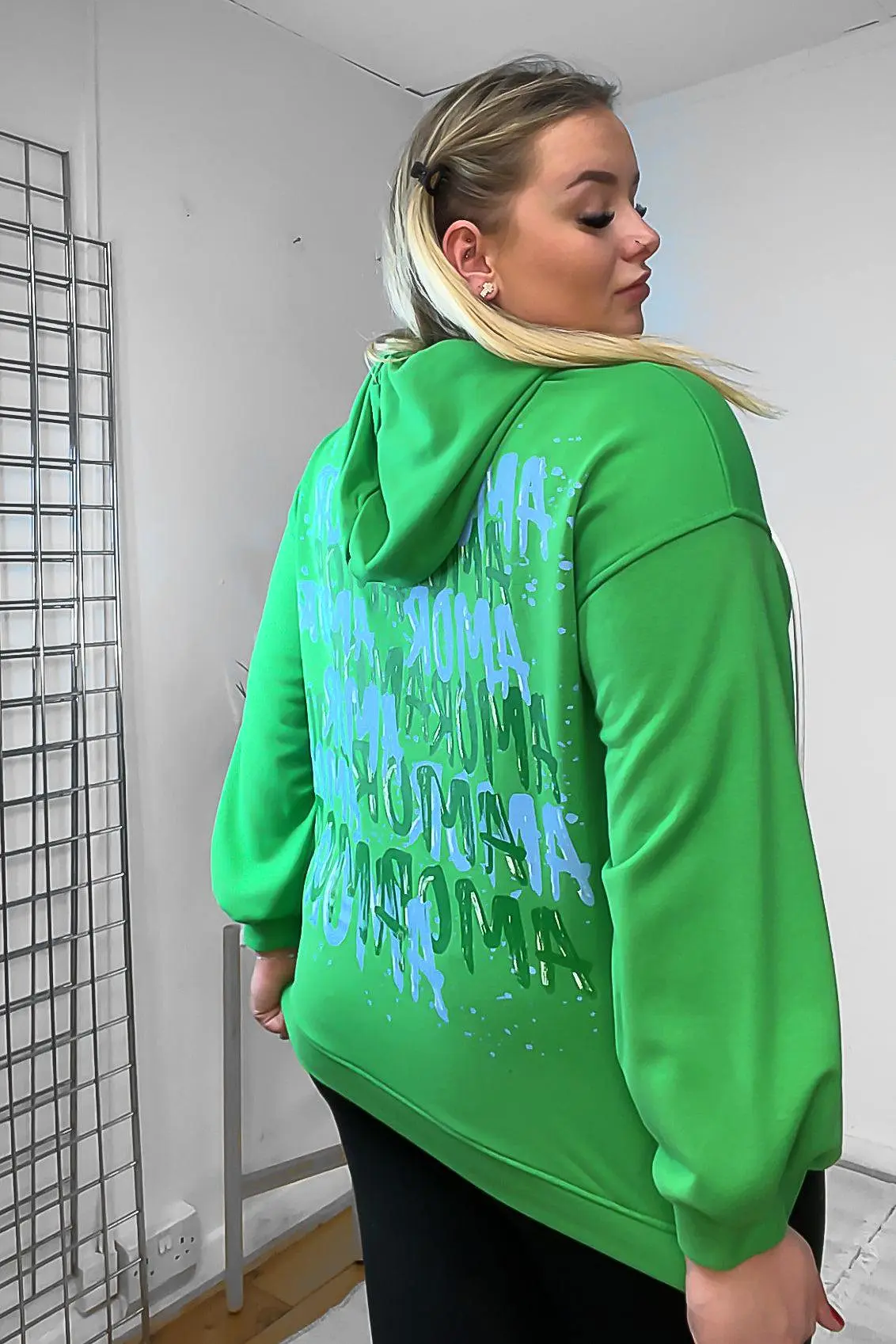 Cotton Blend Slogan Printed Back Hoodie