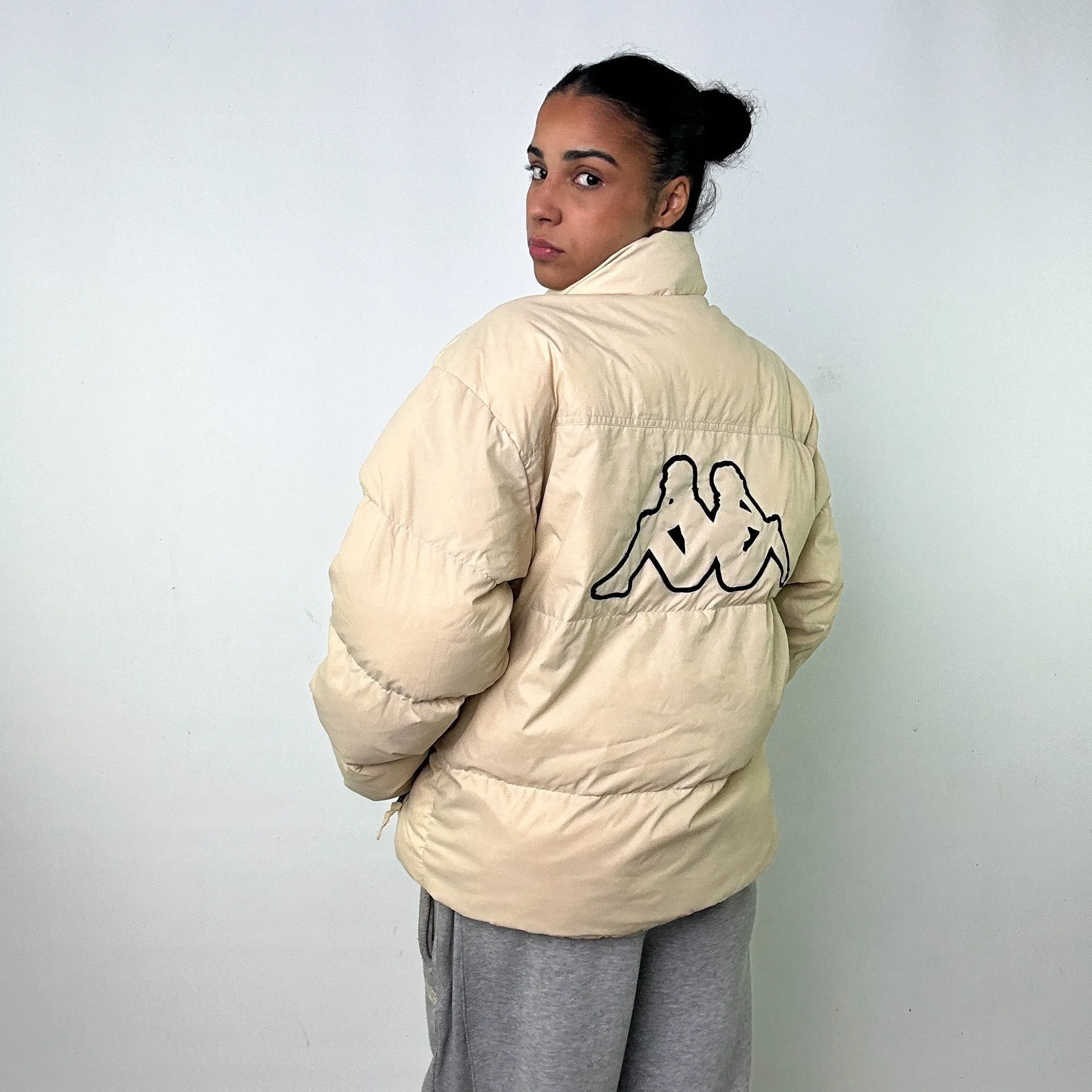 Cream 90s Kappa Puffer Jacket Coat (L)