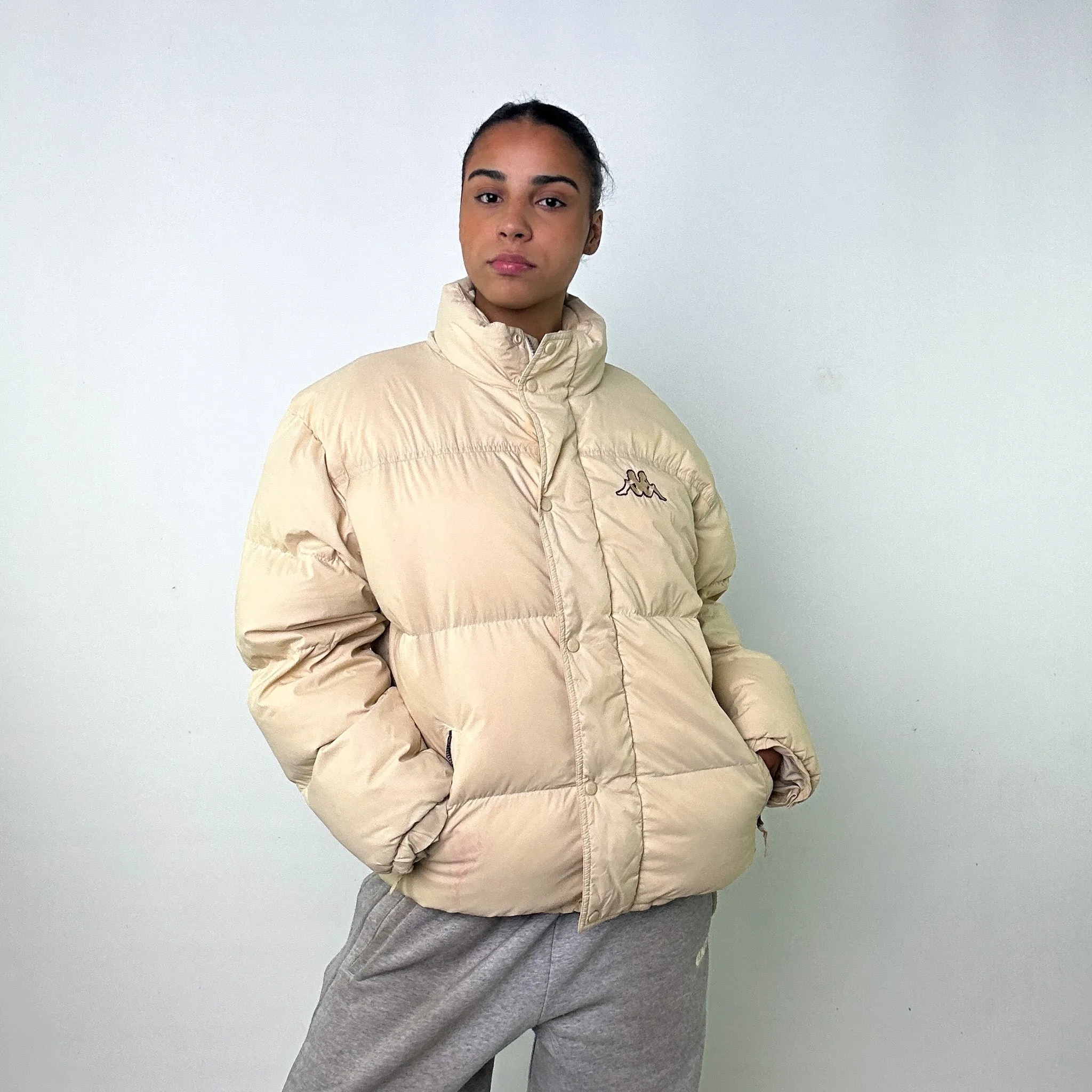 Cream 90s Kappa Puffer Jacket Coat (L)