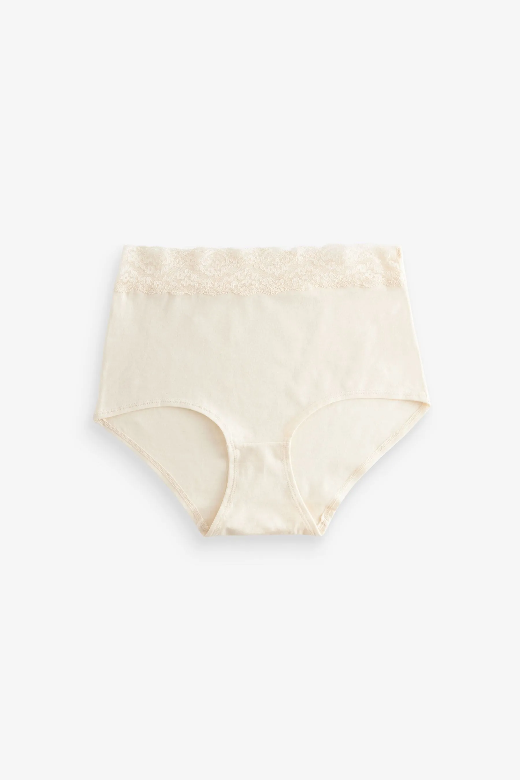 Cream/Blue Printed Full Brief Cotton and Lace Knickers 4 Pack