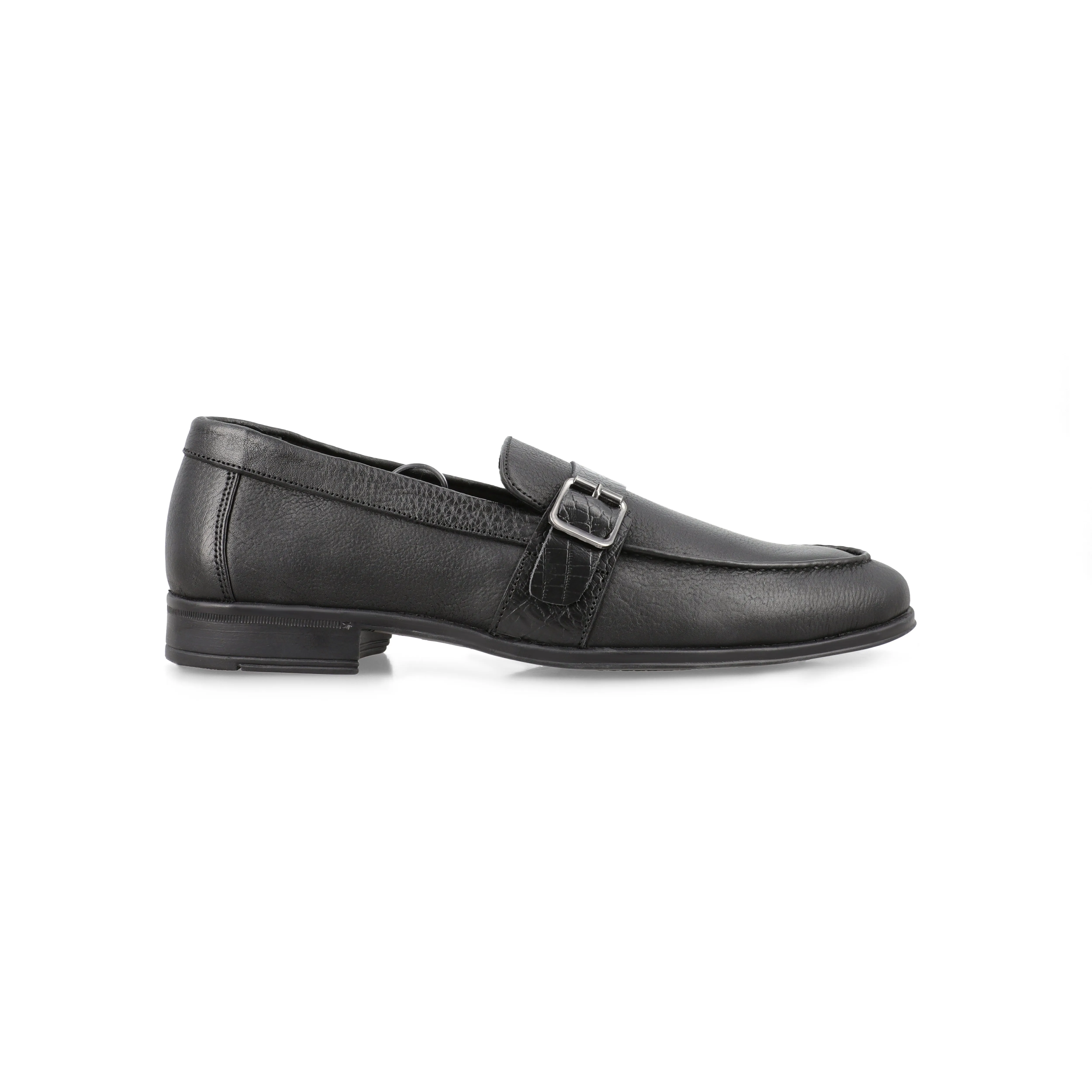 Crocodile Strapped Loafers - Black