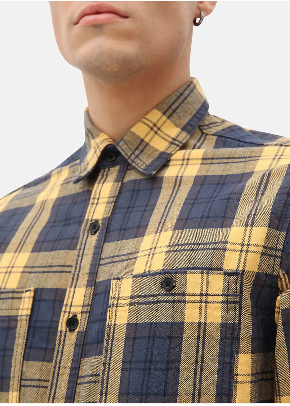 Dickies Men's New Iberia Check Shirt Air Force Blue