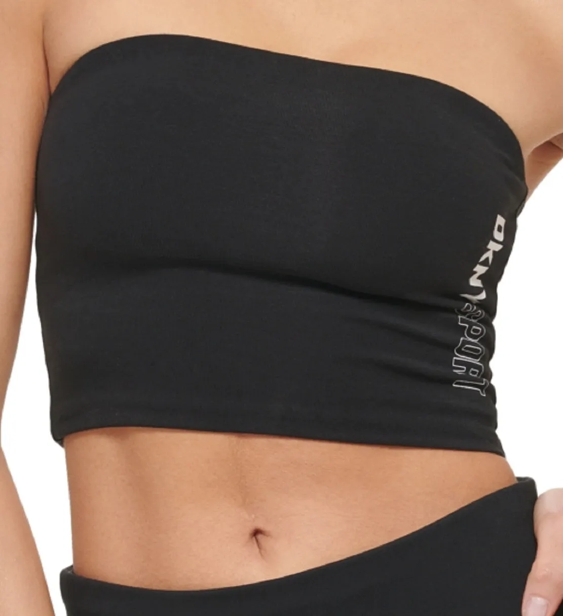 DKNY Women's Exploded Sport Outline Logo Tube Top Black Size X-Small