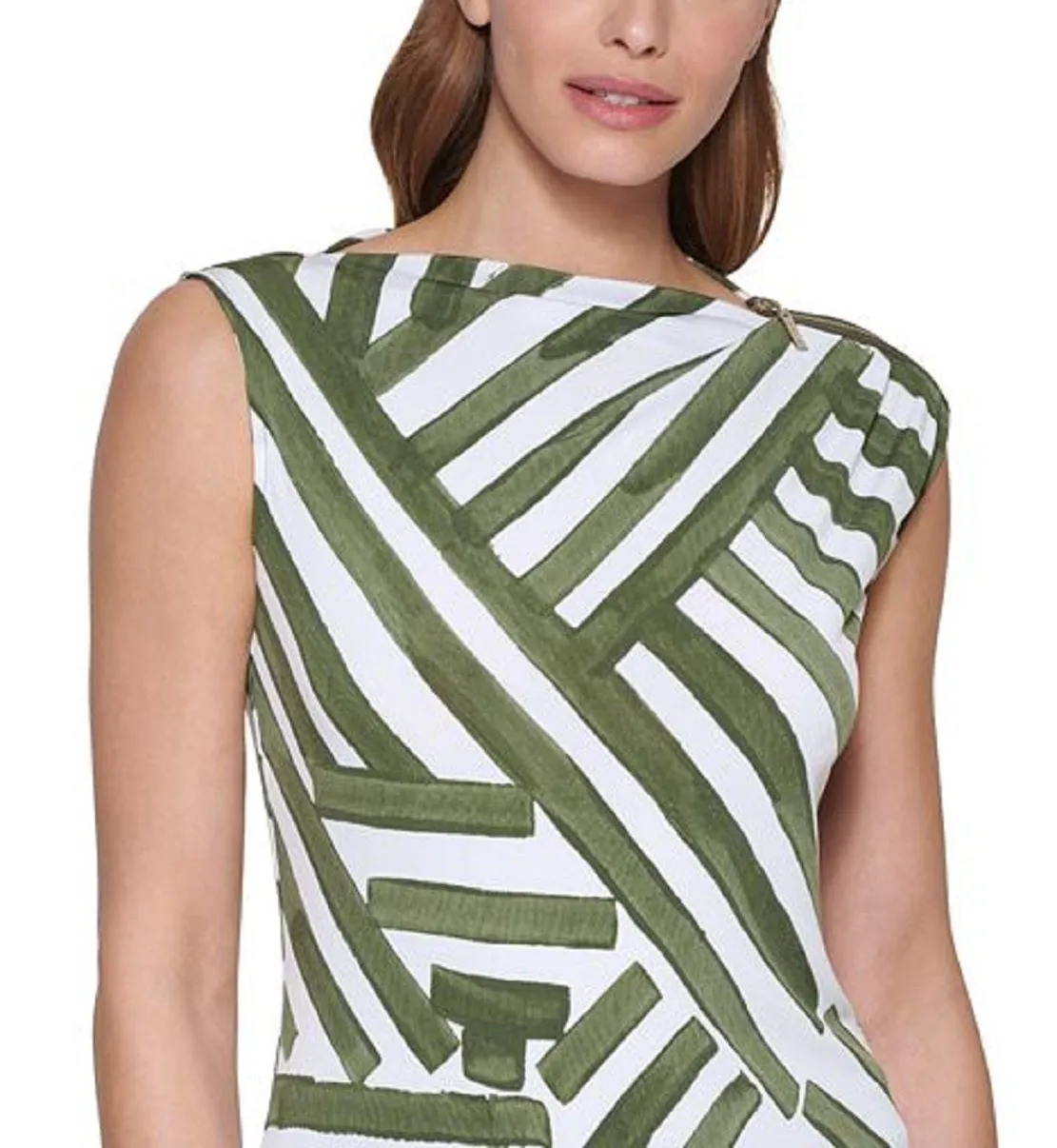 DKNY Women's Mixed Stripe Top Green Size Small