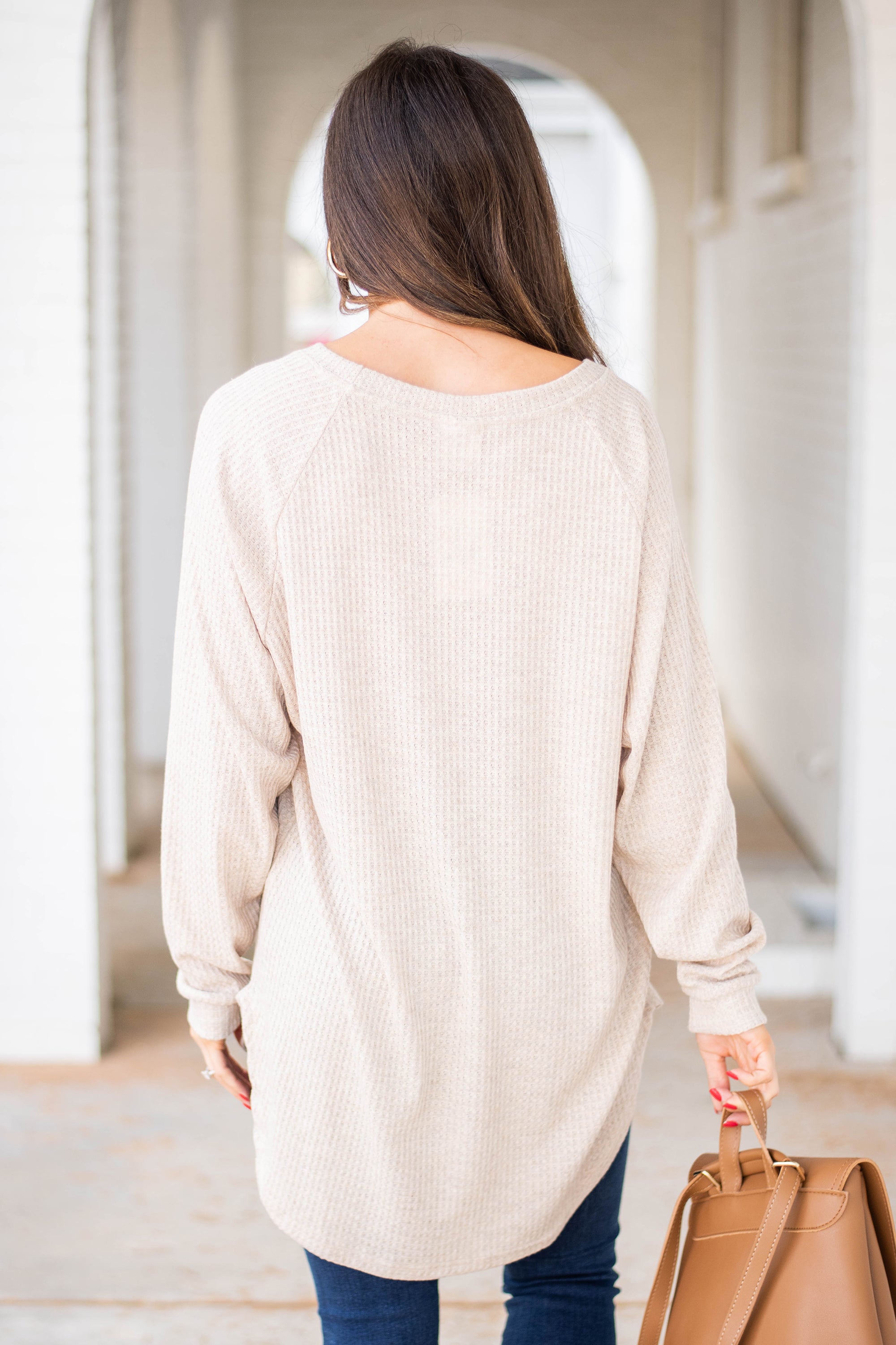 Easy Like Sunday Oatmeal Brown Waffle Tunic