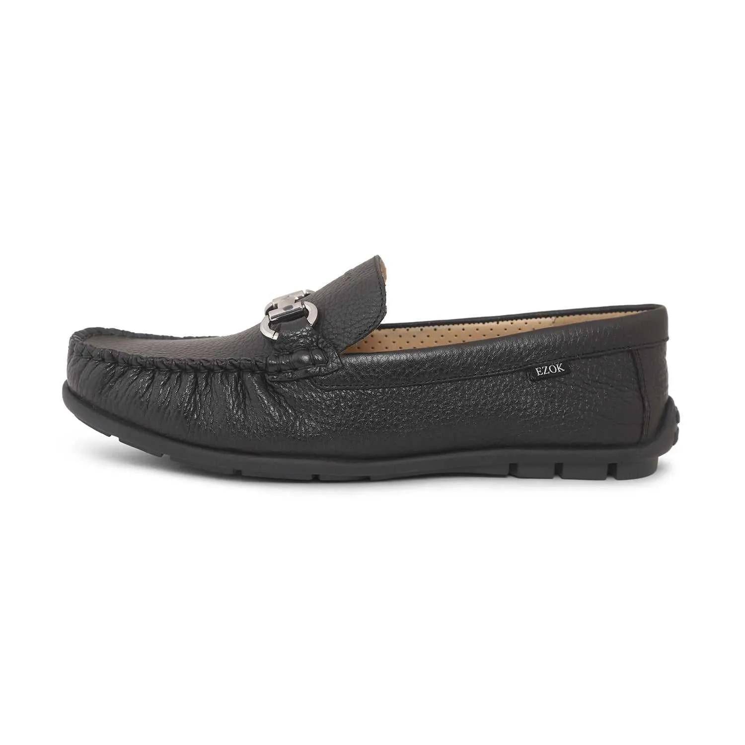 Ezok Mens Black Moccasin Driving Leather Loafers