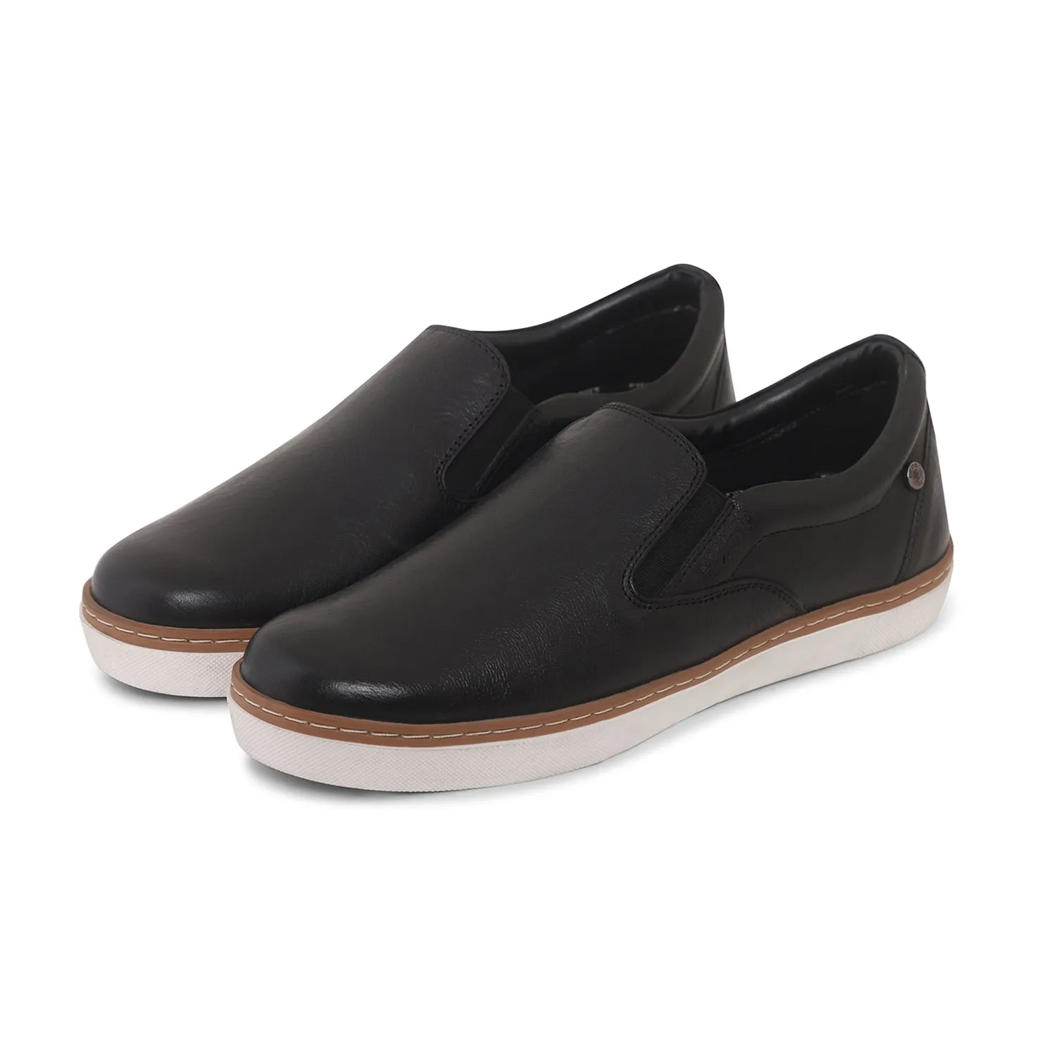 Ezok Mens Black Slip-On Sneakers