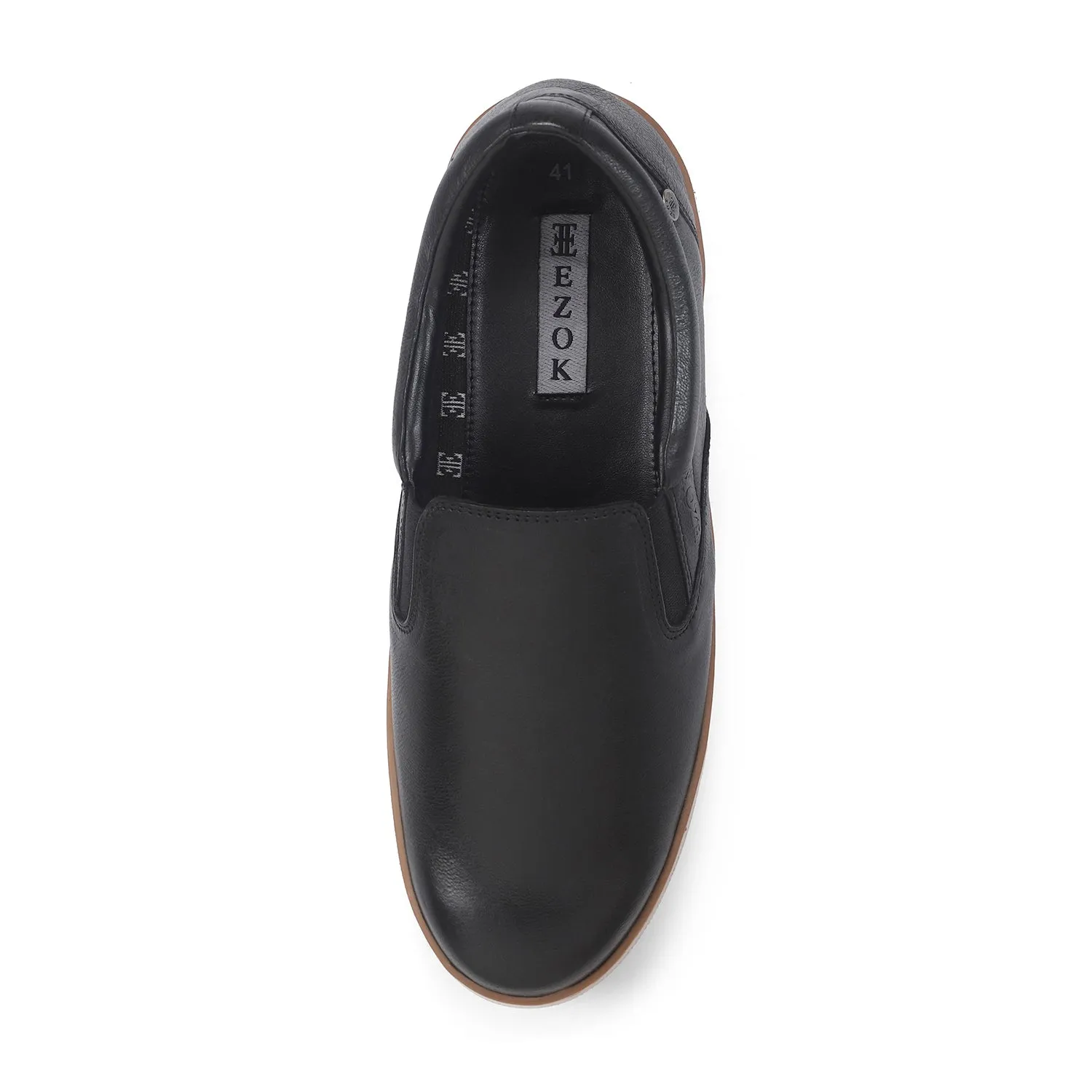 Ezok Mens Black Slip-On Sneakers