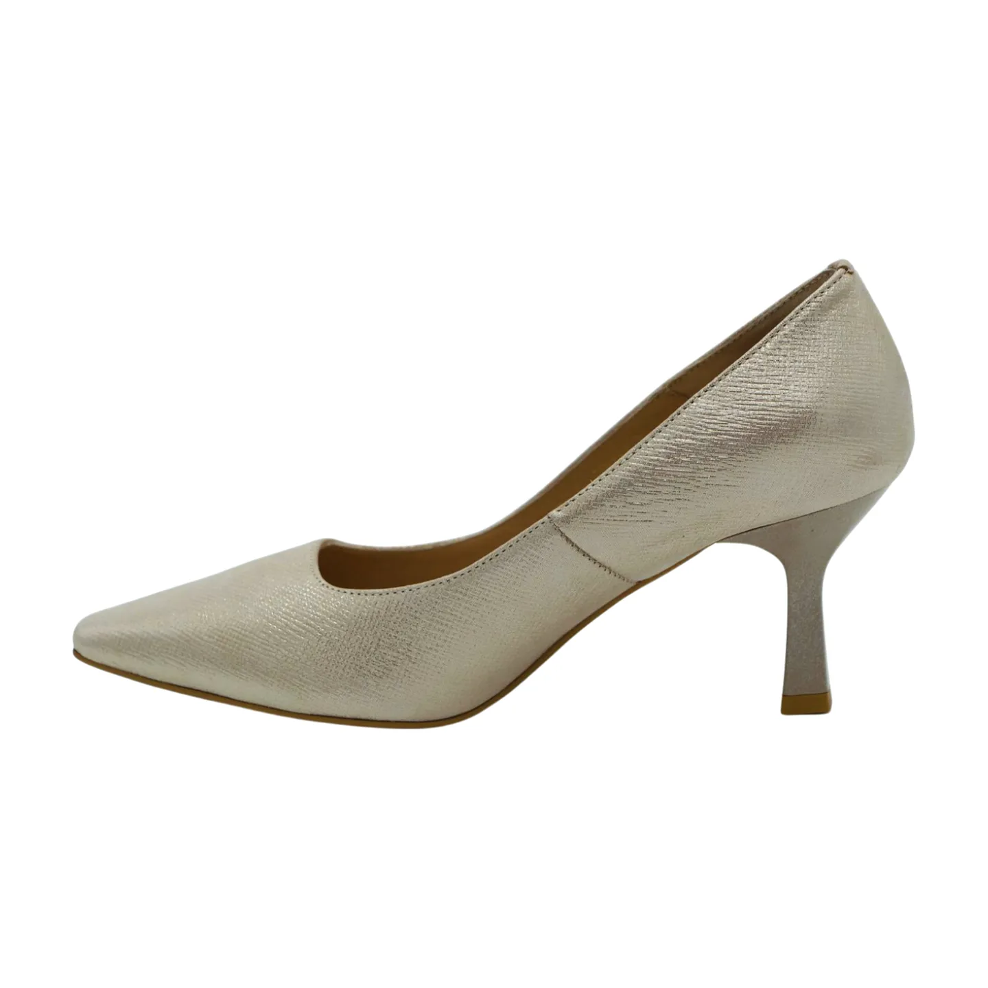 FABUCCI Cream Gold  Shimmer Heeled Court Shoe