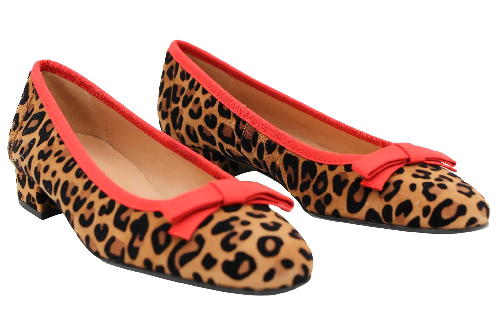 Fabucci Leopard Print Ballerina with Red Bow