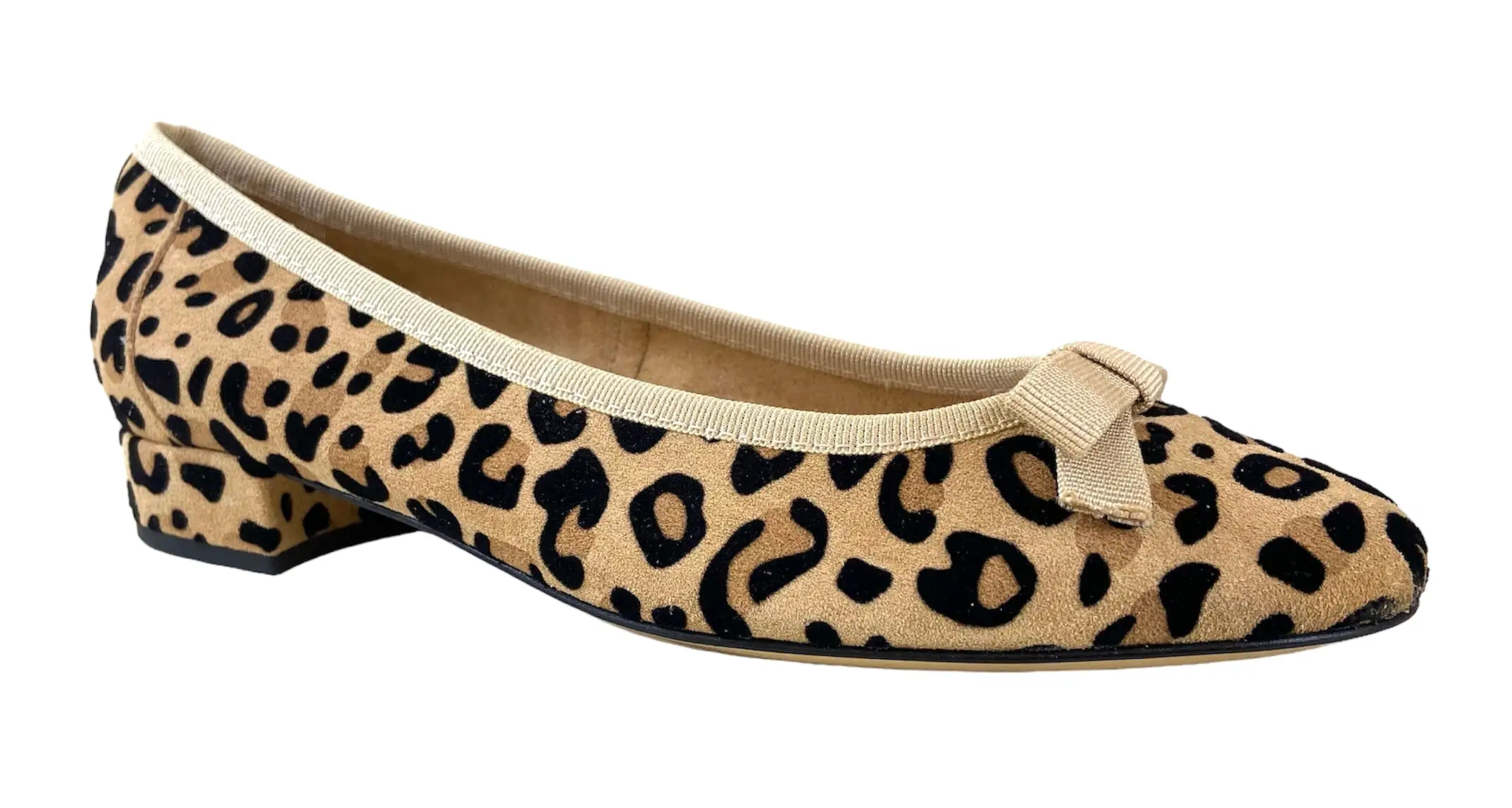 Fabucci Leopard Print Ballet Flat with Cream Piping