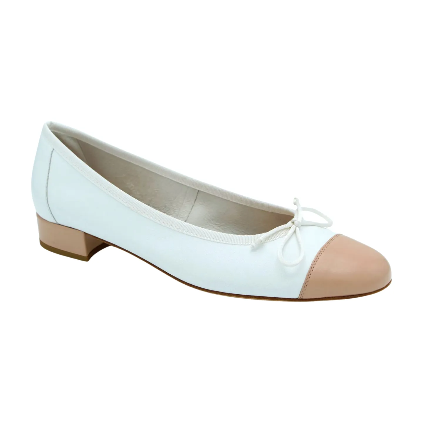 FABUCCI  White & Camel leather Ballet Flat