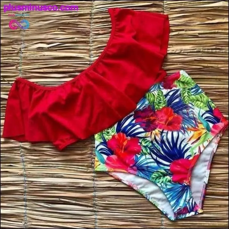 Floral Ruffled Hem Bikini Set Flora V-Neck High-Waisted Two