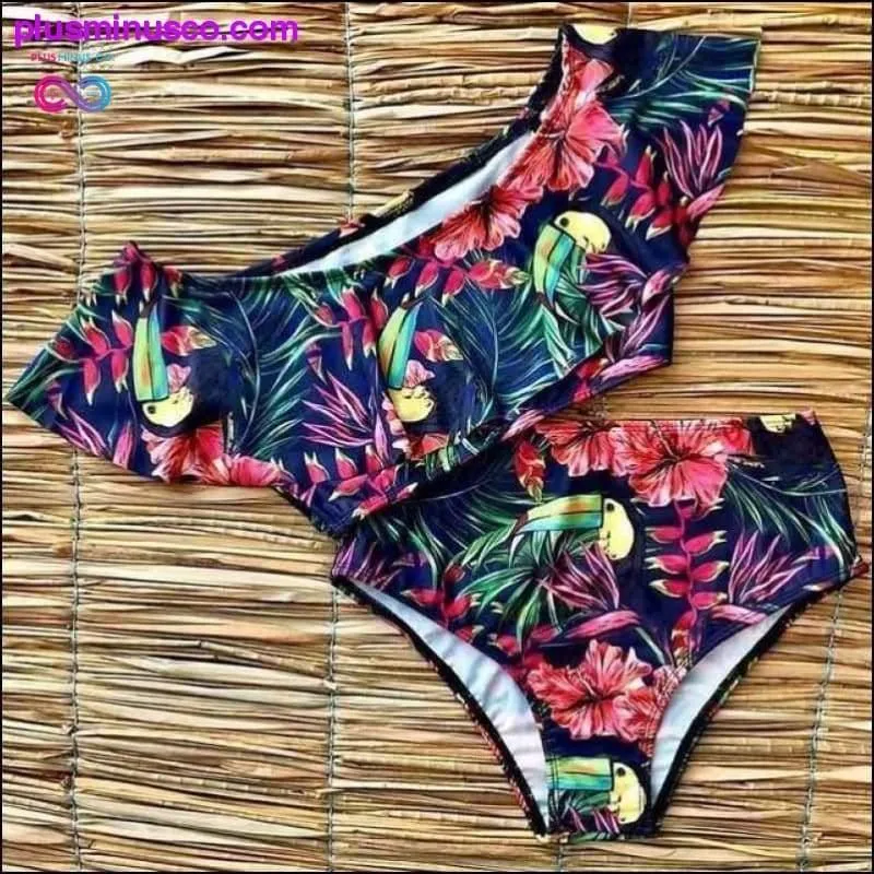 Floral Ruffled Hem Bikini Set Flora V-Neck High-Waisted Two