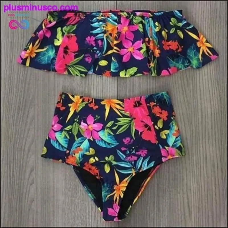 Floral Ruffled Hem Bikini Set Flora V-Neck High-Waisted Two