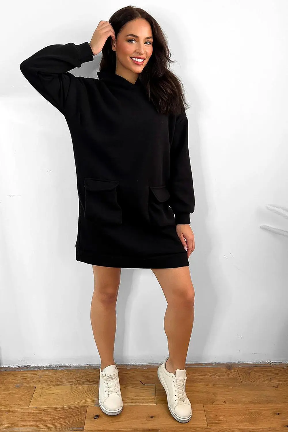 Front Pockets Oversized Midi Hoodie