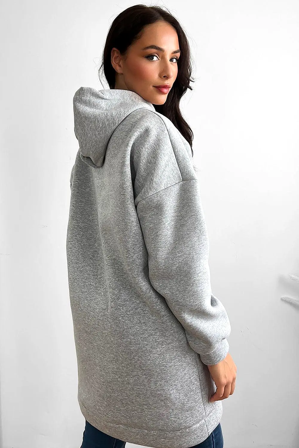 Front Pockets Oversized Midi Hoodie