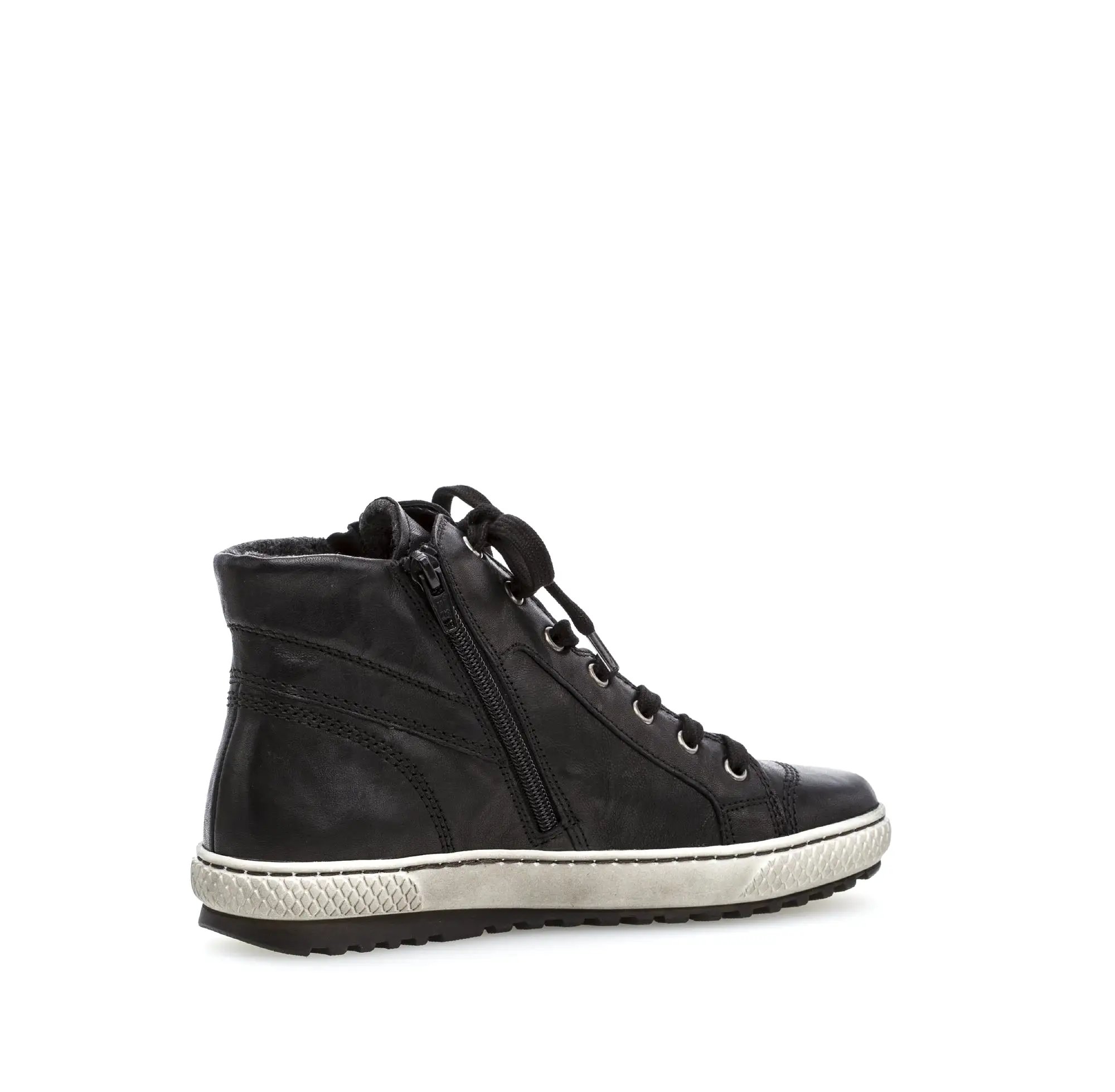 GABOR Black Leather High Top Trainers with Zip