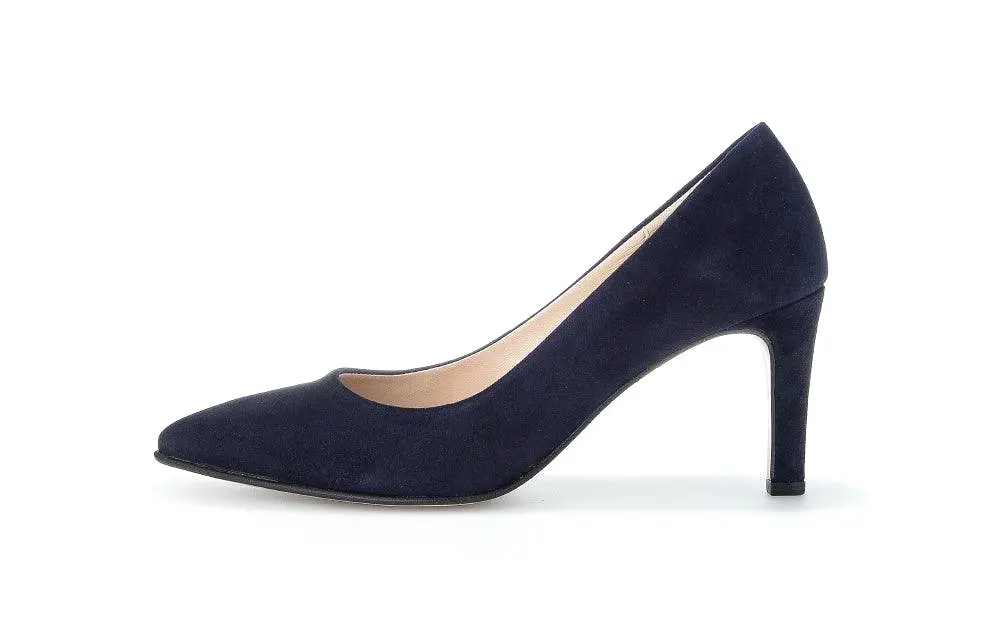 Gabor Navy Suede pointed toe court shoe 38016