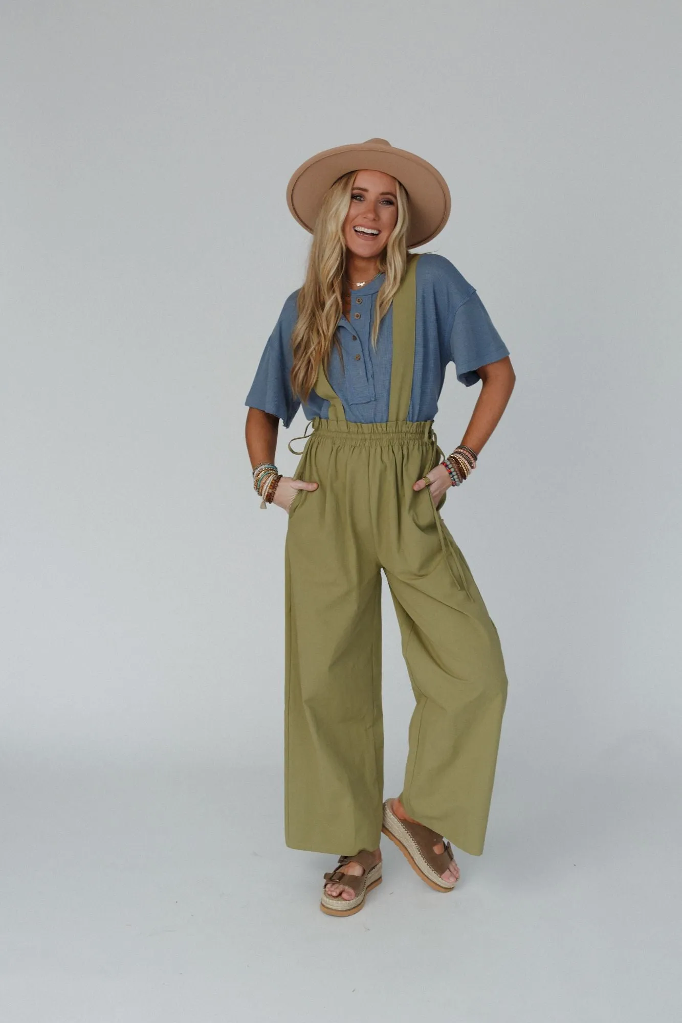 Garland Wide Leg Jumpsuit - Olive