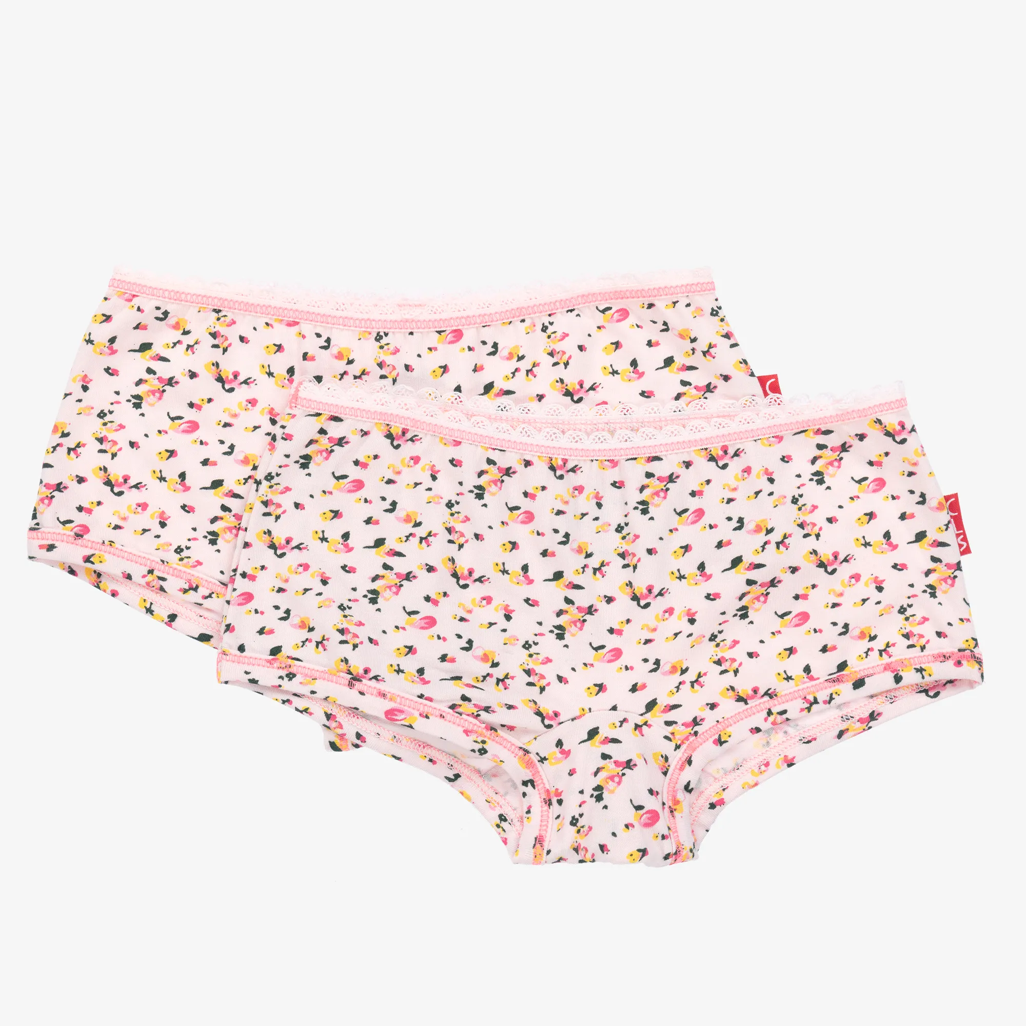 Girls Pink Cotton Floral Knickers (2 Pack)