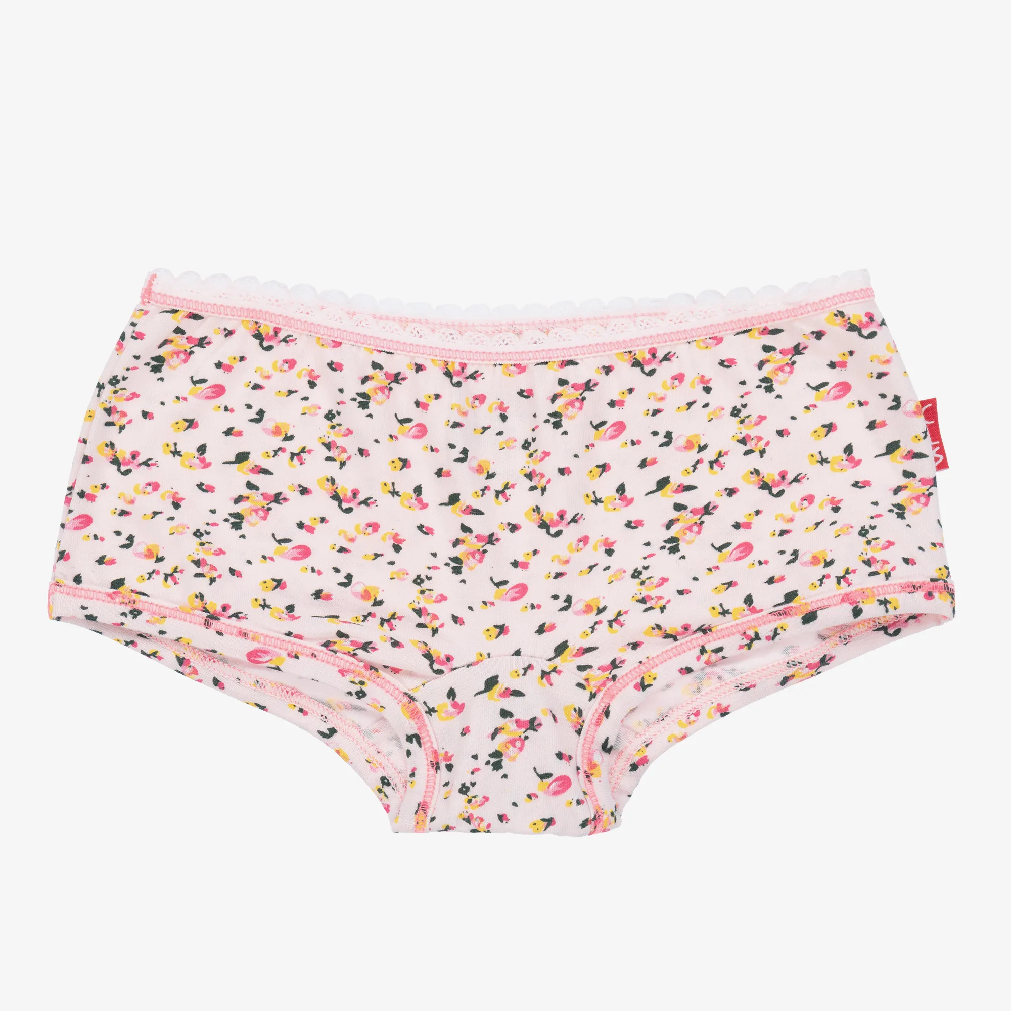 Girls Pink Cotton Floral Knickers (2 Pack)