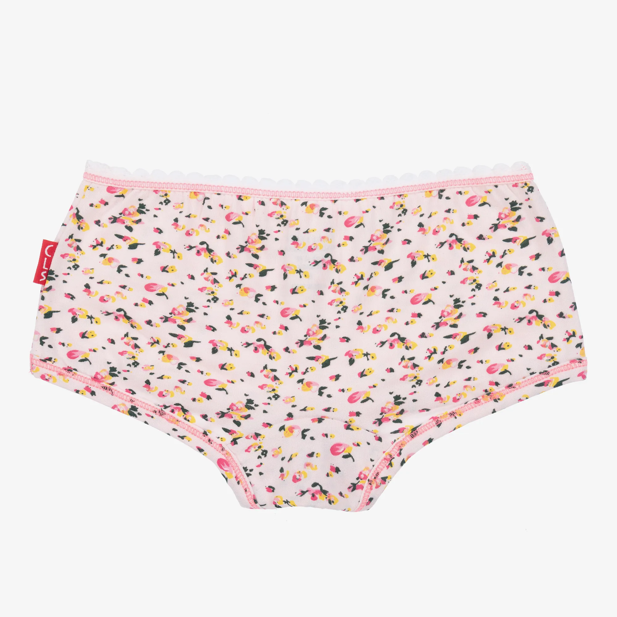 Girls Pink Cotton Floral Knickers (2 Pack)