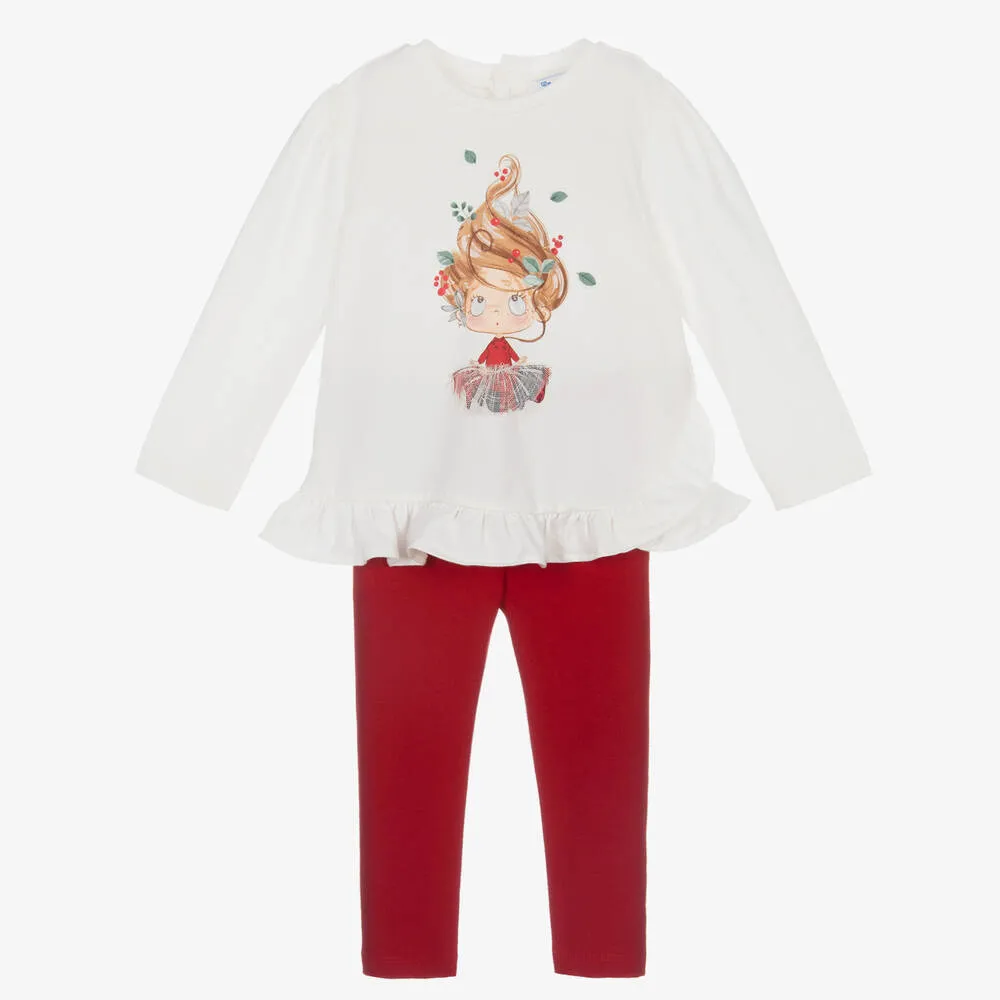 Girls Red Leggings Set 