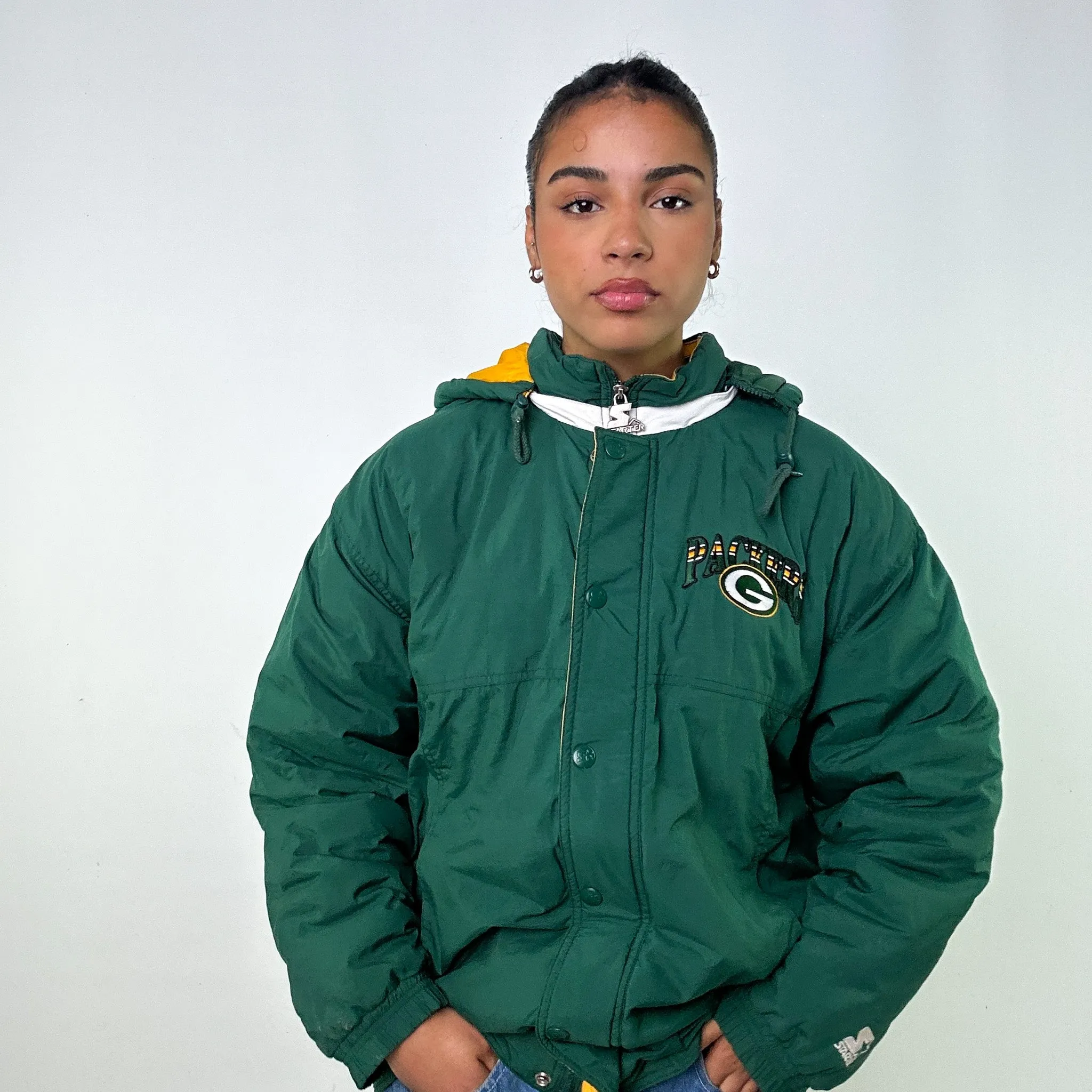 Green 90s The North Face Greenbay Packers Puffer Jacket Coat (L)