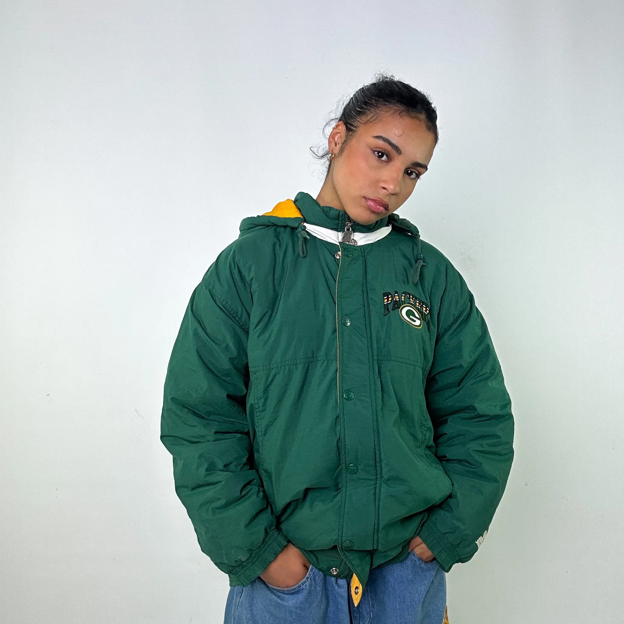 Green 90s The North Face Greenbay Packers Puffer Jacket Coat (L)