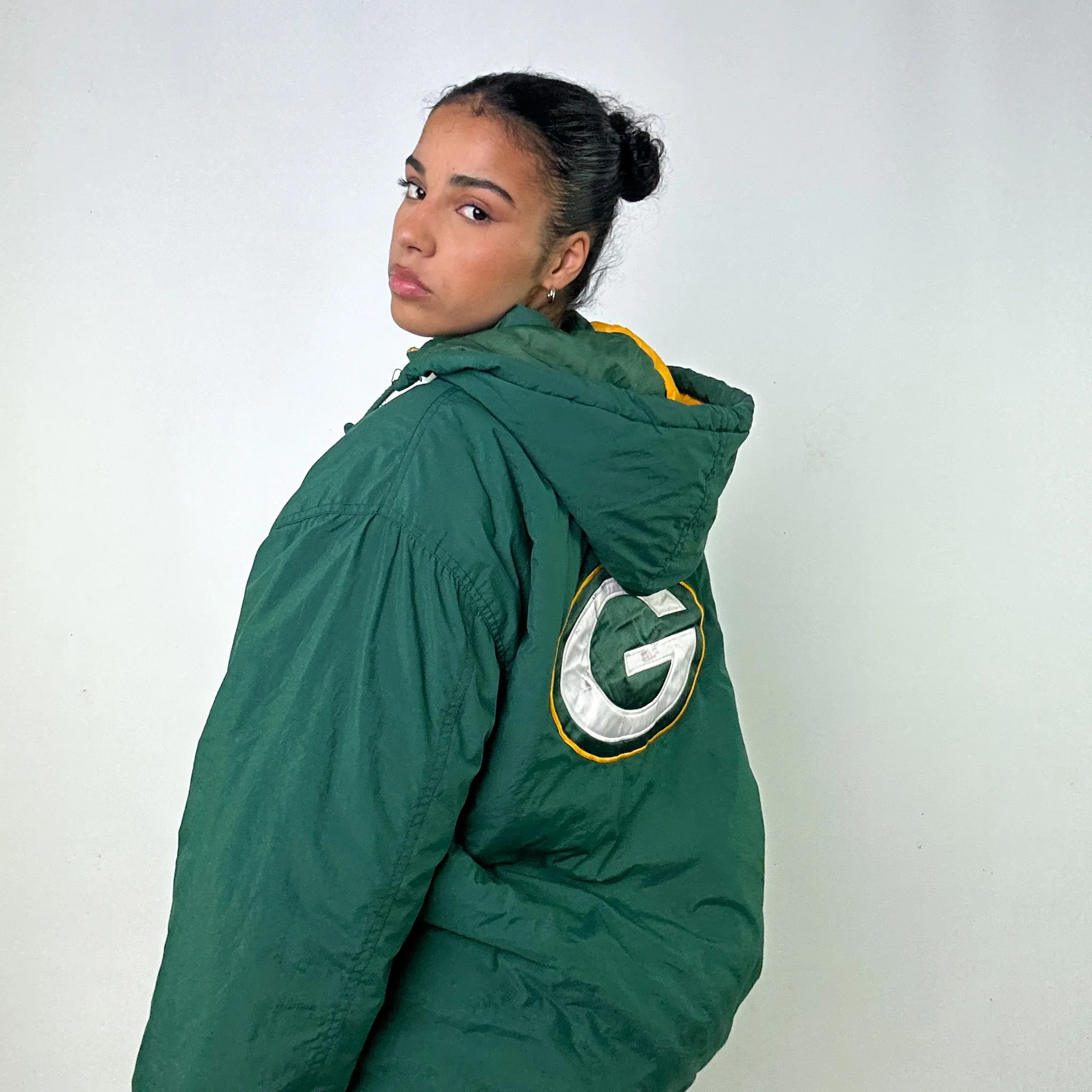 Green 90s The North Face Greenbay Packers Puffer Jacket Coat (L)