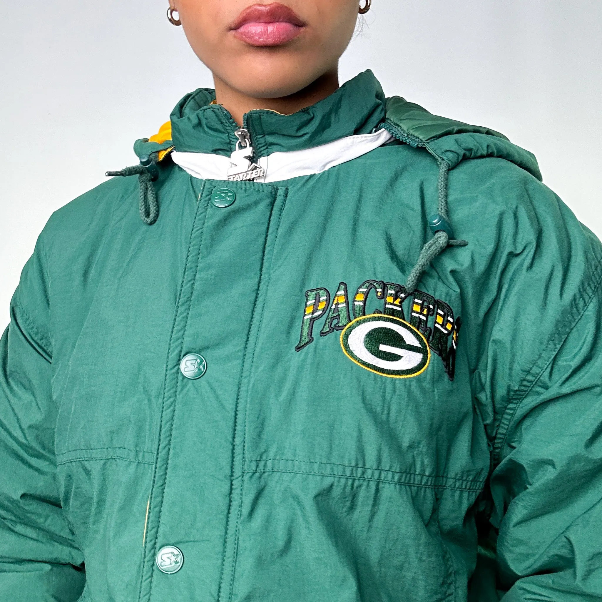 Green 90s The North Face Greenbay Packers Puffer Jacket Coat (L)