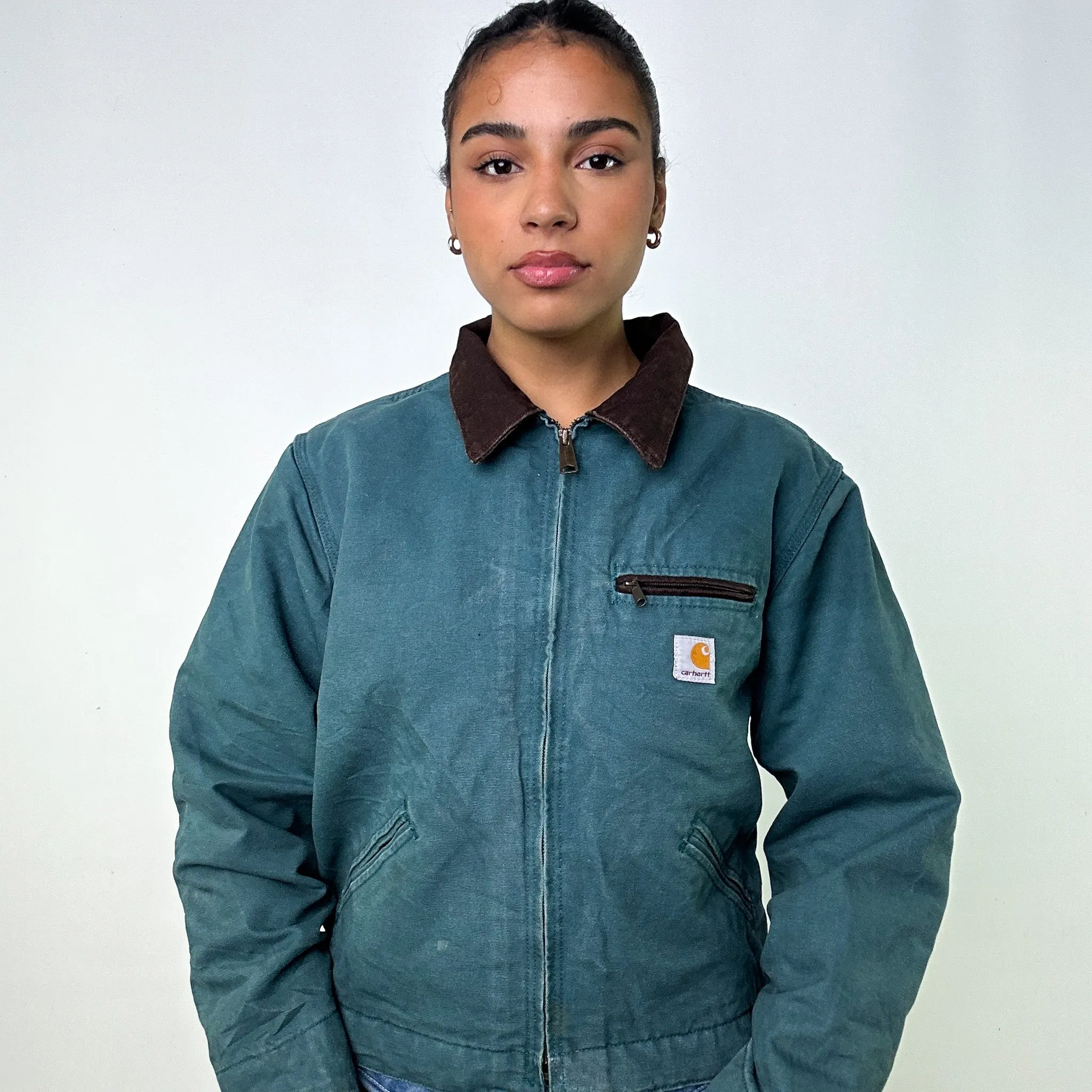 Green Vintage Carhartt Detroit Workwear Jacket Coat (S)