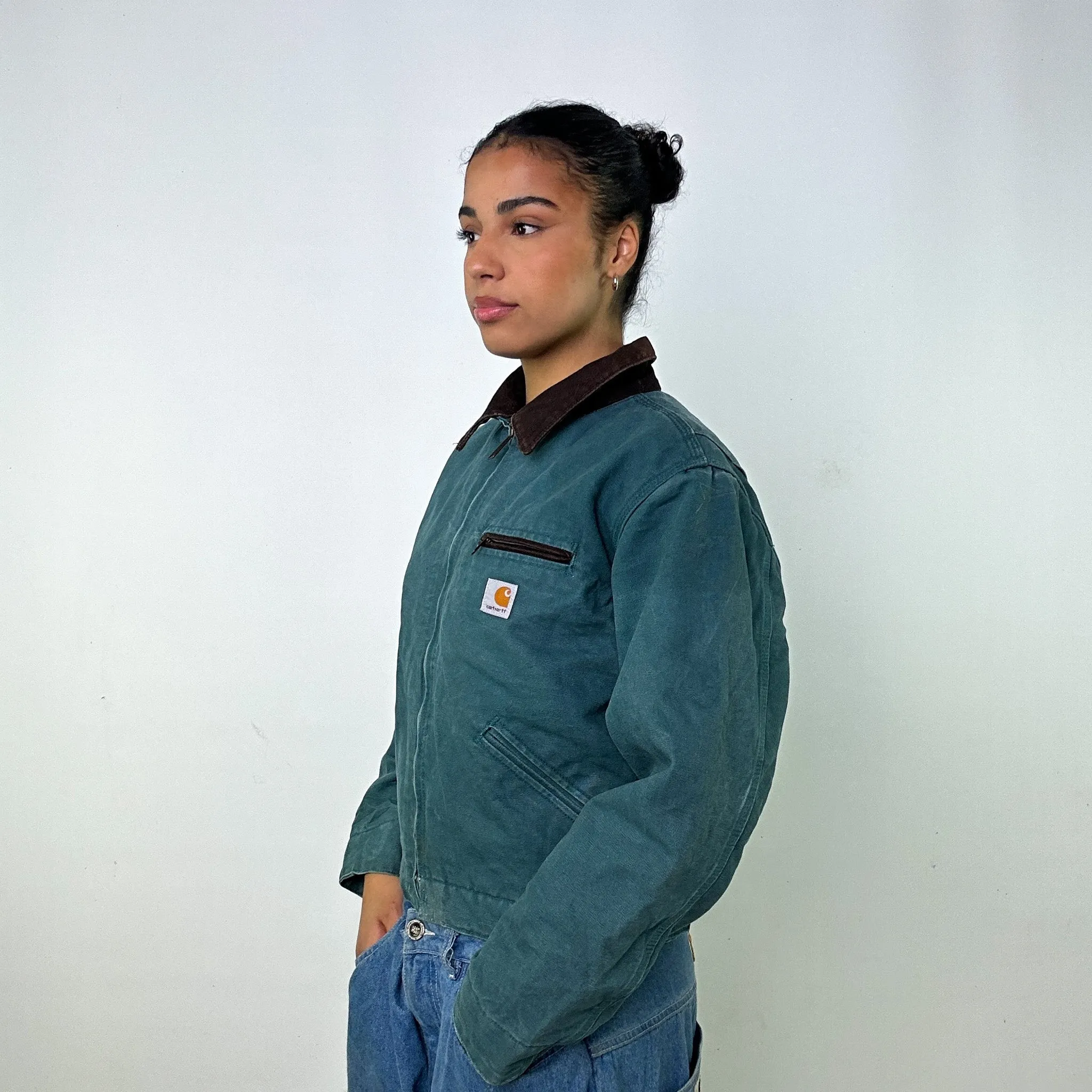 Green Vintage Carhartt Detroit Workwear Jacket Coat (S)